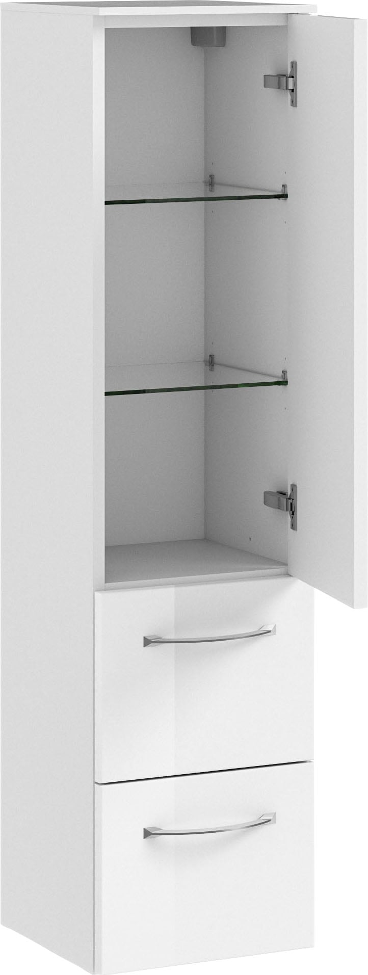 Saphir Badmöbel-Set »6005 Sprint 3-teilig, Keramik-Waschtisch mit LED-Spiegelschrank«, (4 St.), Midischrank, inkl. Türdämpfer, 3 Türen, 4 Schubladen, Bad-Set