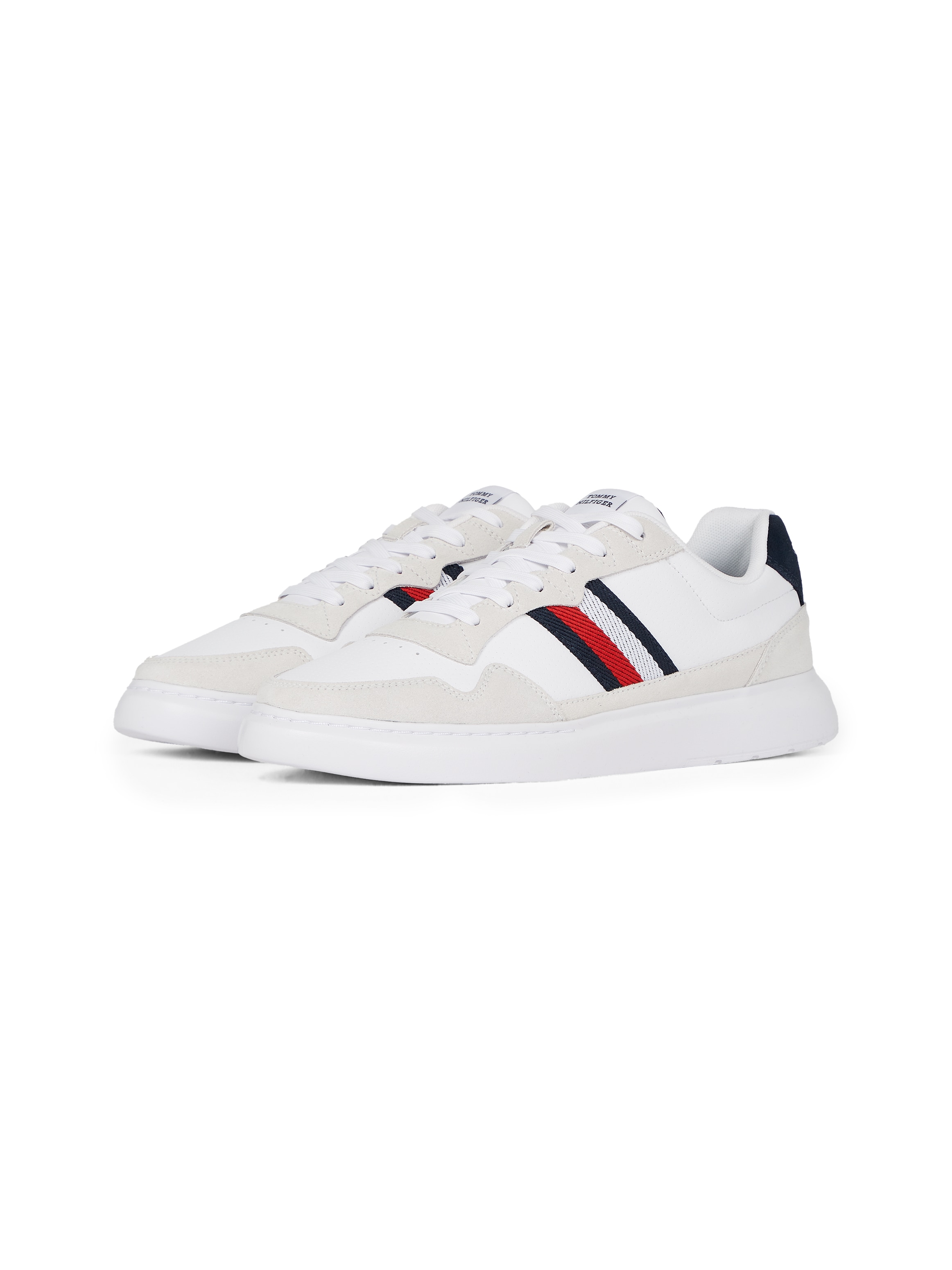 Tommy Hilfiger Sneaker »LIGHT CUPSOLE LTH MIX STRIPES«, Freizeitschuh, Halbschuh, Schnürschuh mit seitlichen Streifen