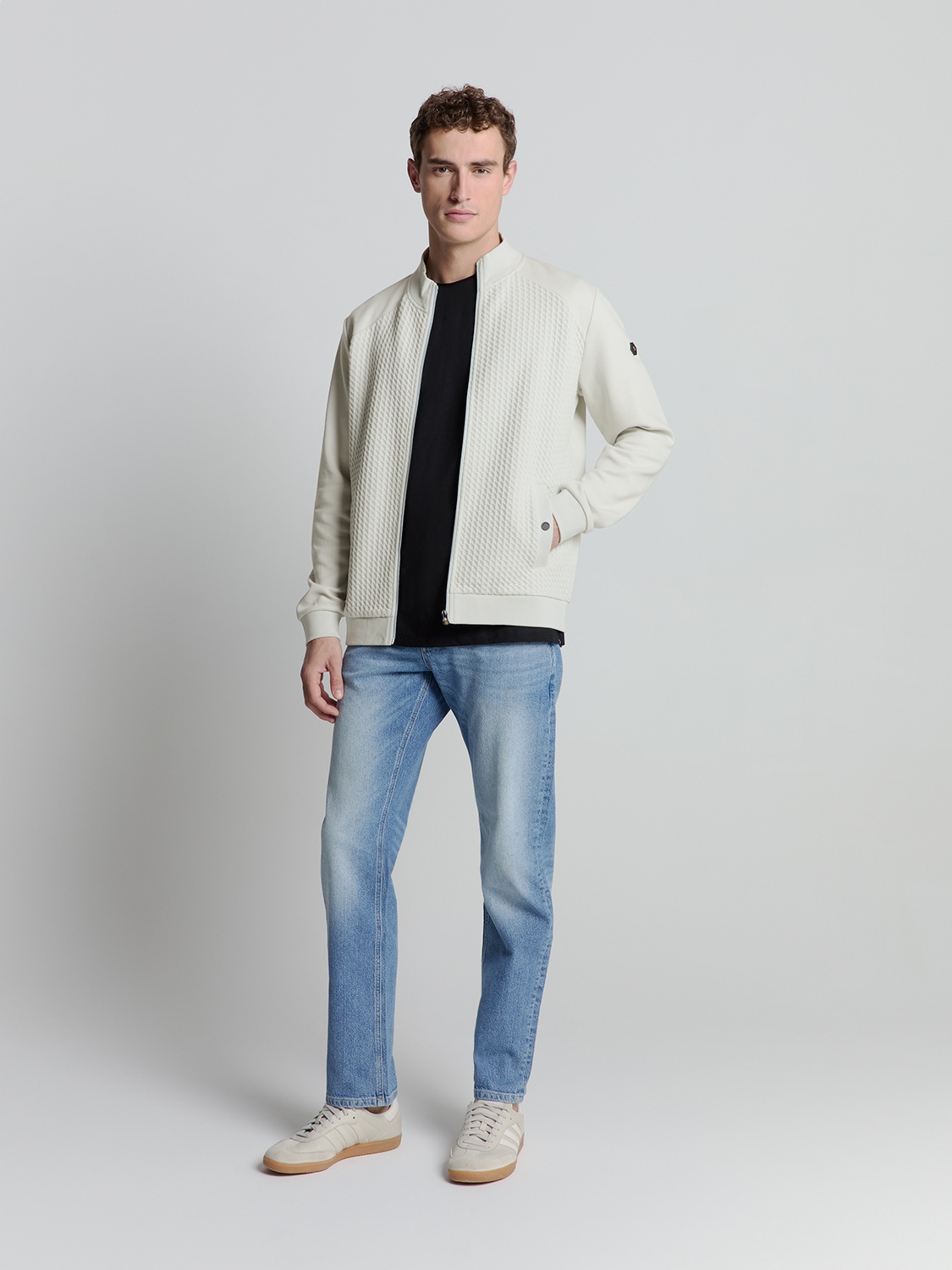 NO EXCESS Sweater »No Excess Jacquard sweatshirt mit Vollreißverschluss«