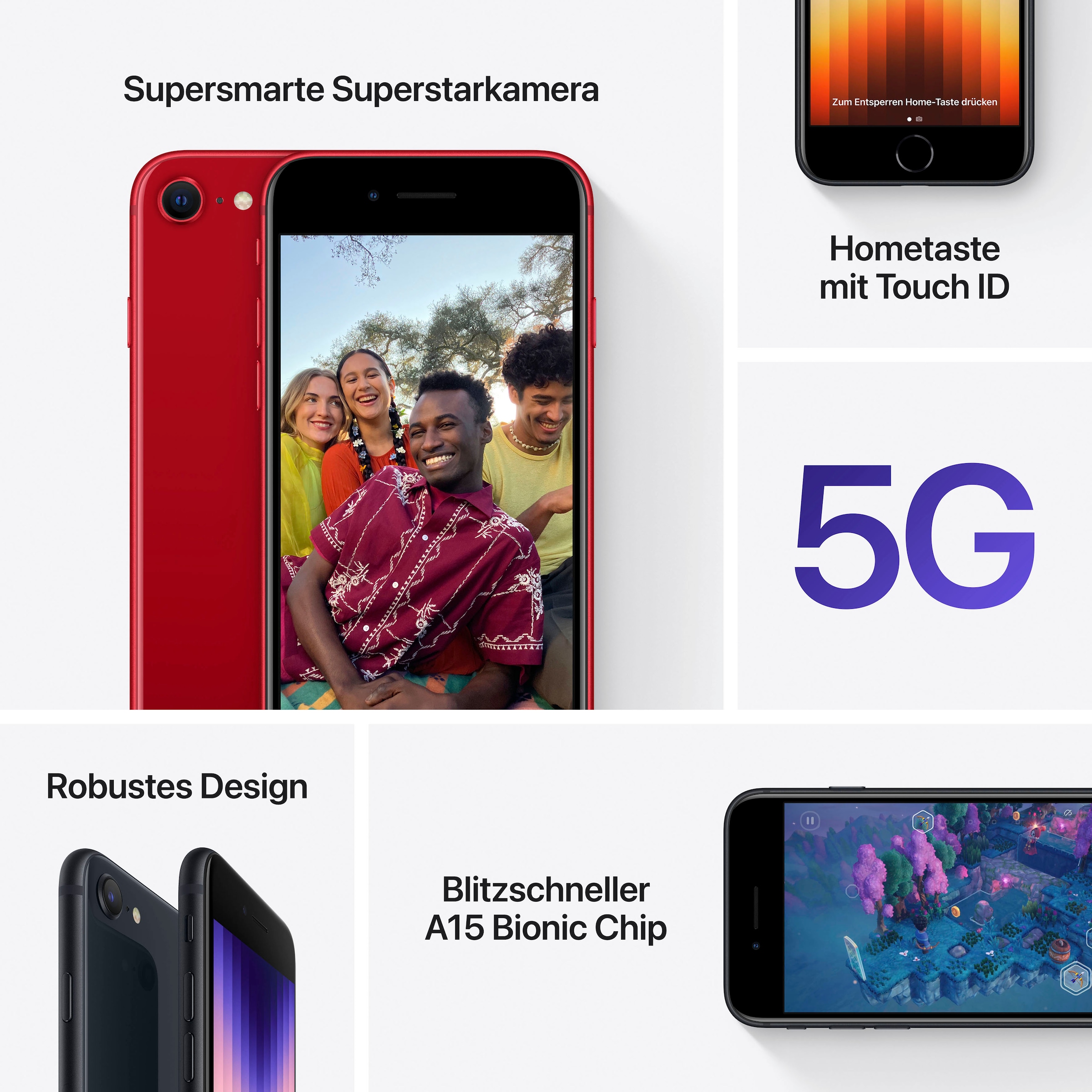 Apple Smartphone »iPhone SE (2022)«, (PRODUCT)RED, 11,94 cm/4,7 Zoll, 128 GB  Speicherplatz, 12 MP Kamera | BAUR