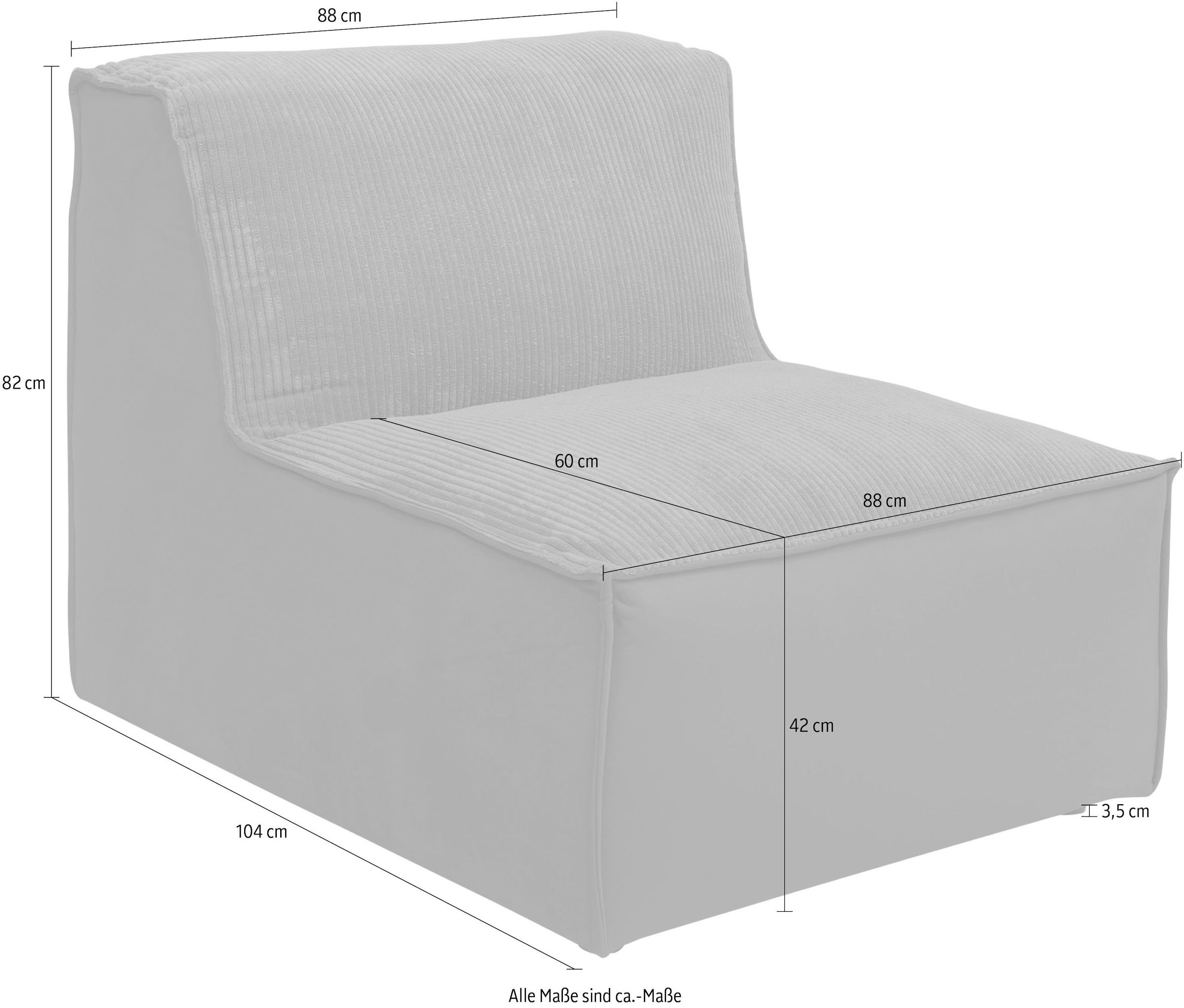 RAUM.ID Sofa-Mittelelement »Modulid«, als Modul oder separat verwendbar, in Cord