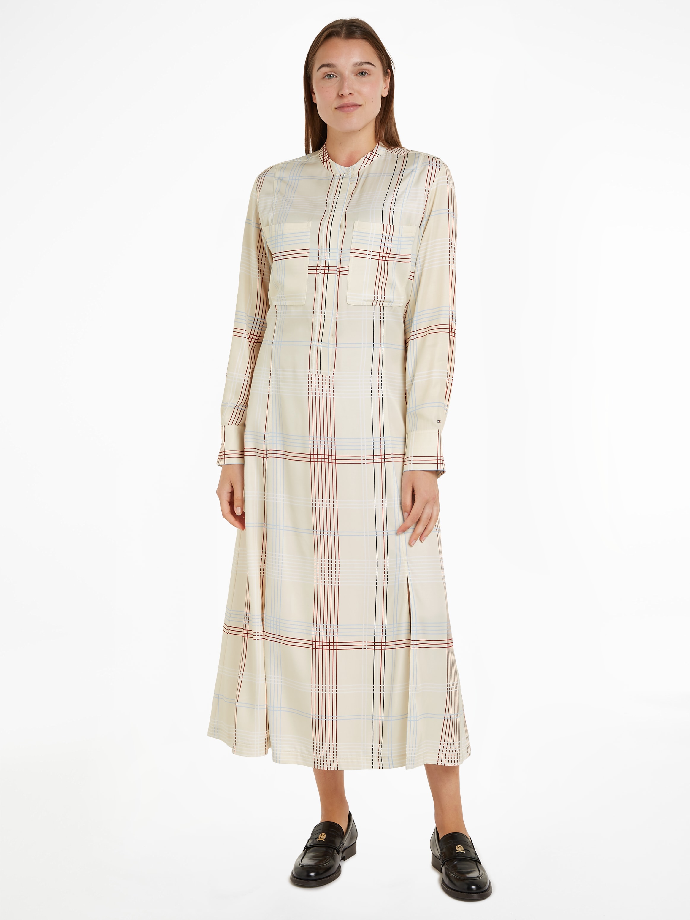 Tommy Hilfiger Blusenkleid "RWB CHECK FLUID MIDI DRESS", (Global Serie TH WOMEN), im Karodessin