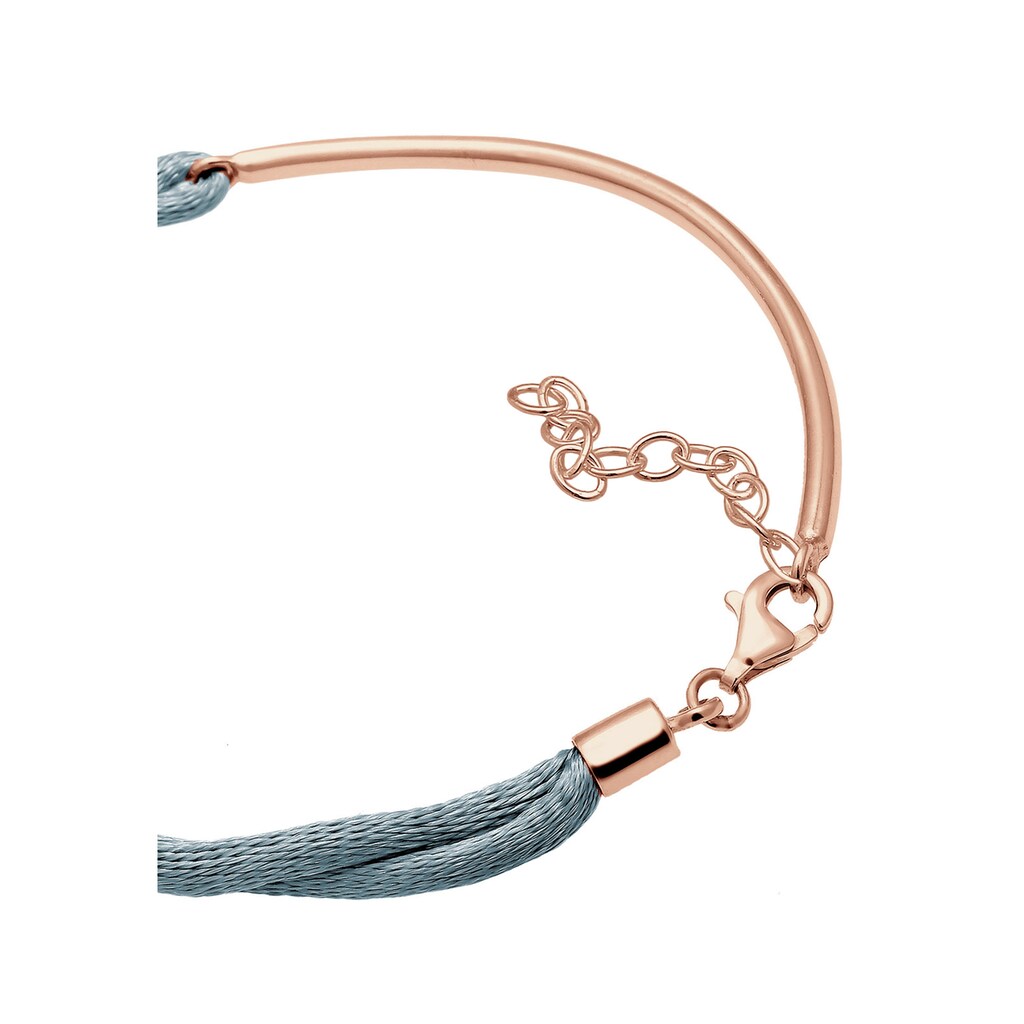 Elli Armband »Satin Grau mit Anhänger "Hope" Schriftzug Rosegold«