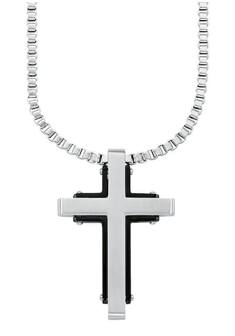 Herren Halskette mit Anhänger Quadro Kreuz Kugel Kette 48 cm silbern 