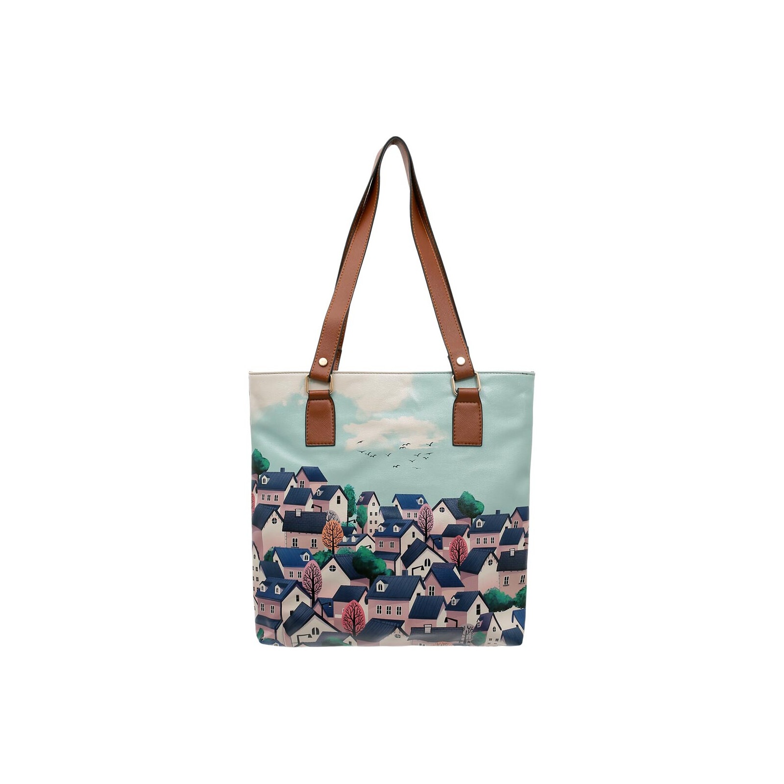 DOGO Umhängetasche »Multi Pocket Bag Buildings Damen Handtaschen (Fashion) / Neutral«, Vegan