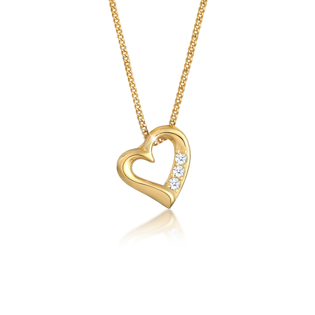 Elli DIAMONDS Collierkettchen »Herz Liebe Diamant (0.045 ct.) 585 Gelbgold«