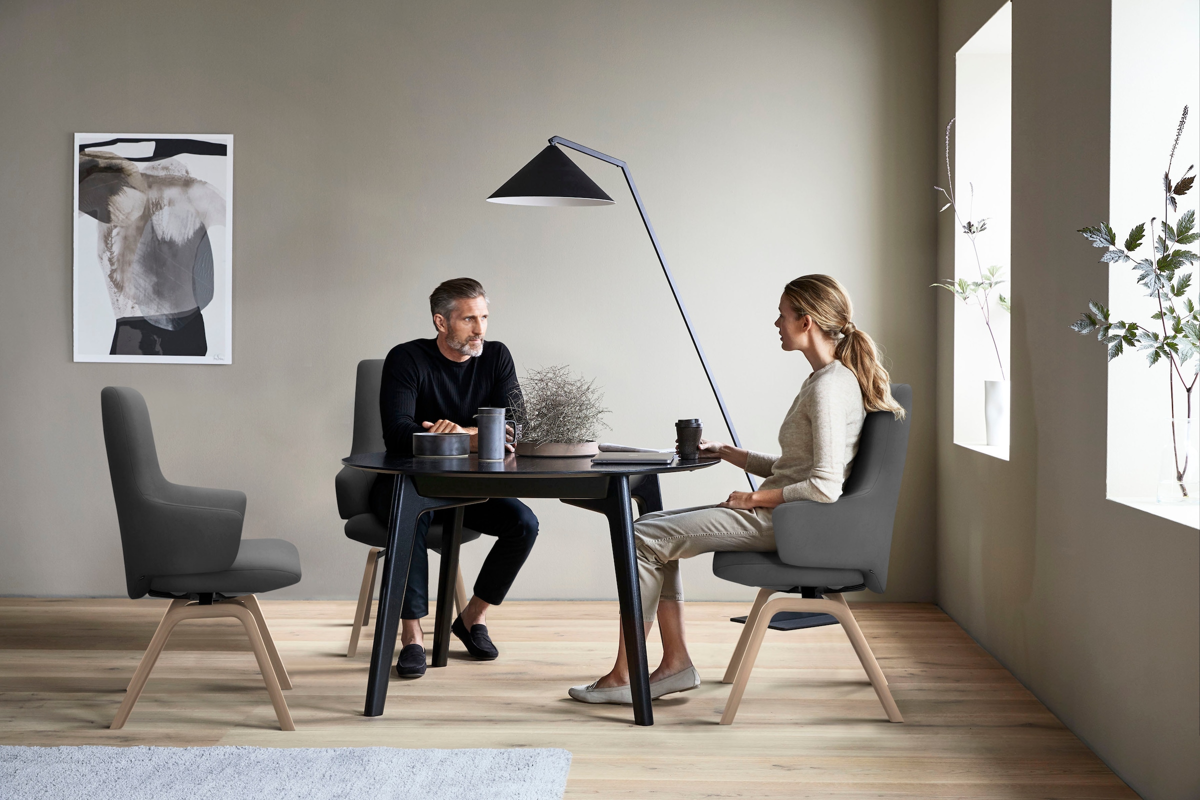 Stressless® Polsterstuhl »Laurel«, Microfaser DINAMICA, High Back mit Armlehne, Größe L, mit schräggestellten Beinen