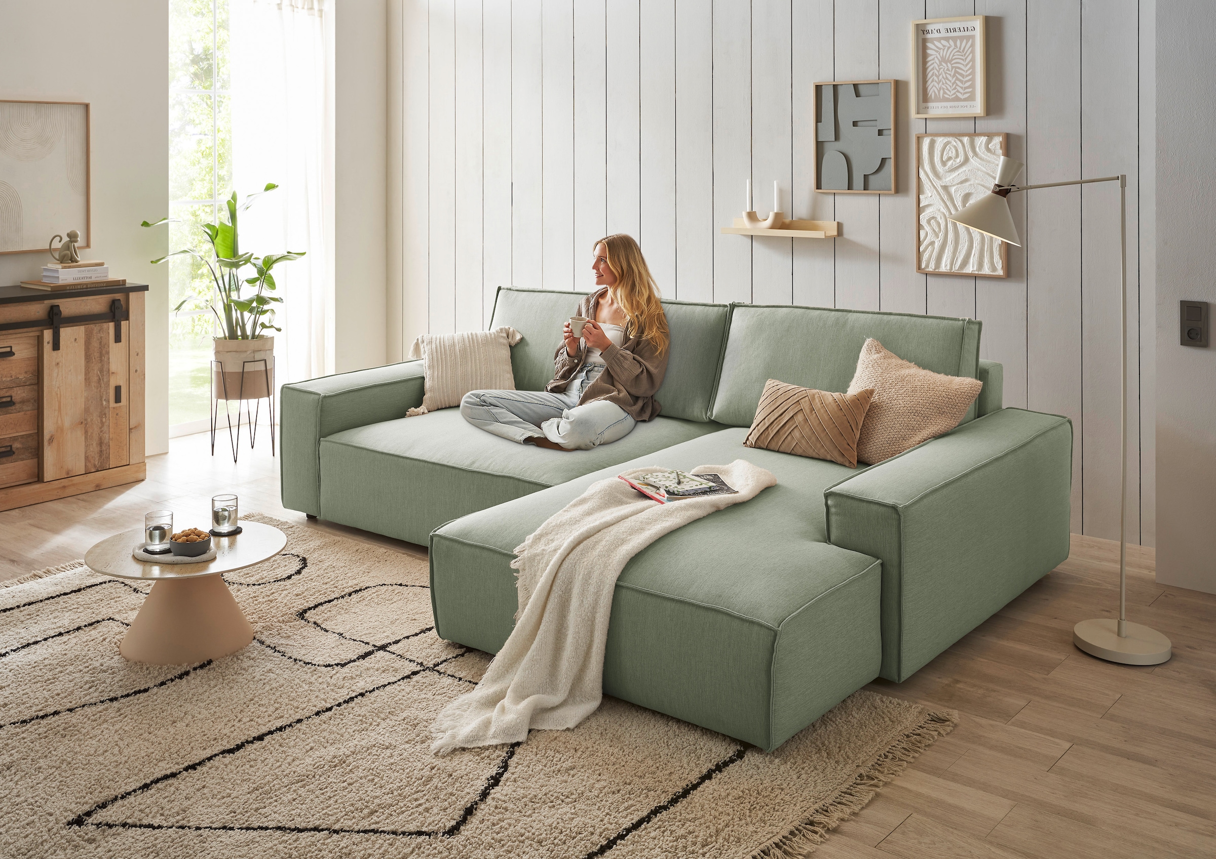 Home affaire Ecksofa "NEU: SHERWOOD XXL 284, Big-Sofa L-Form, tiefe Sitzflä günstig online kaufen