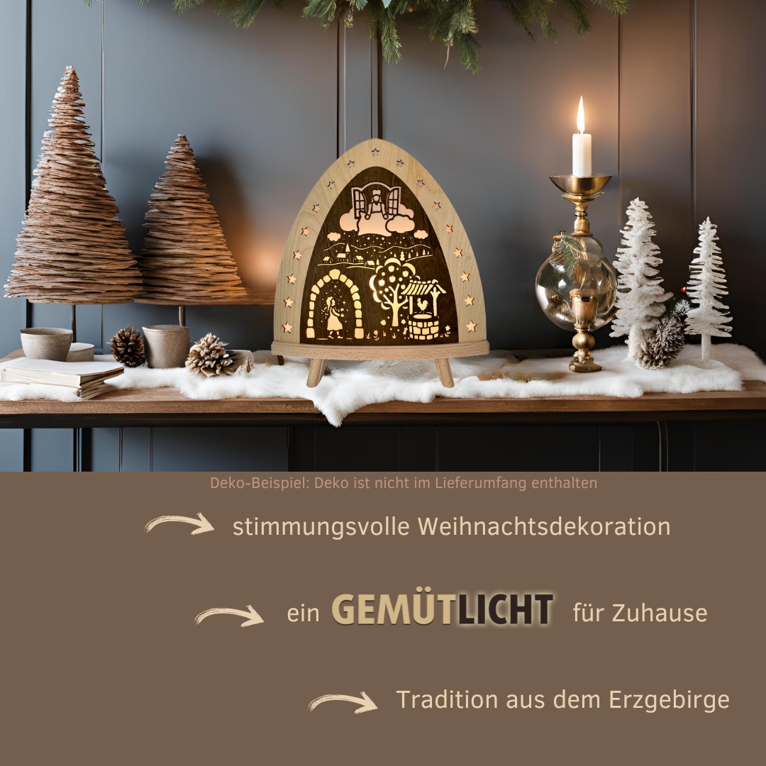 Weigla LED Dekolicht »Frau Holle, BxHxT: 30x32x6 cm« E14 Weihnachtsdeko aus dem Erzgebirge, Holz Buche
