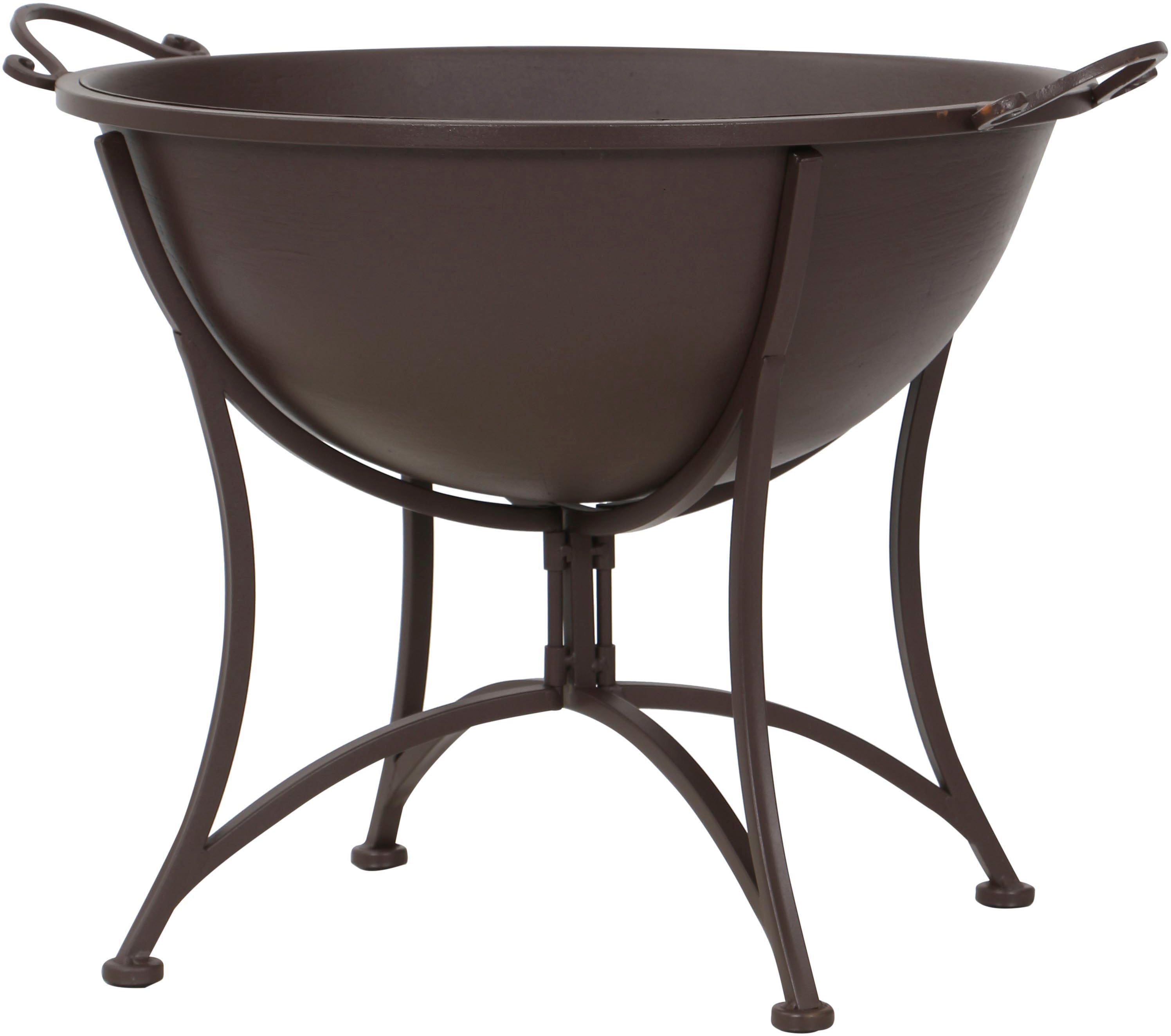 Feuerschale SIENA GARDEN, B:53,5cm H:48,5cm L:64,5cm, braun, Metall, Feuerkörbe, "Antik", Metall braun, klappbarer Fuß
