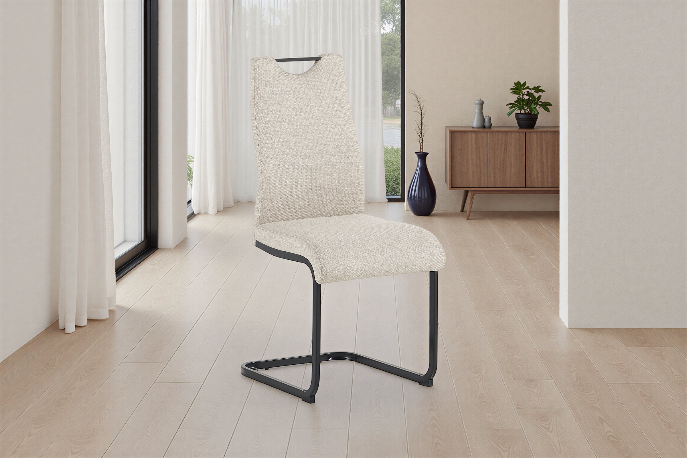 byLIVING Freischwinger »CAPRI« (Set) 2 Stk.Webstoff, bis 110 kg, Schaumstoff, Schwingstuhlgestell, mit Griff