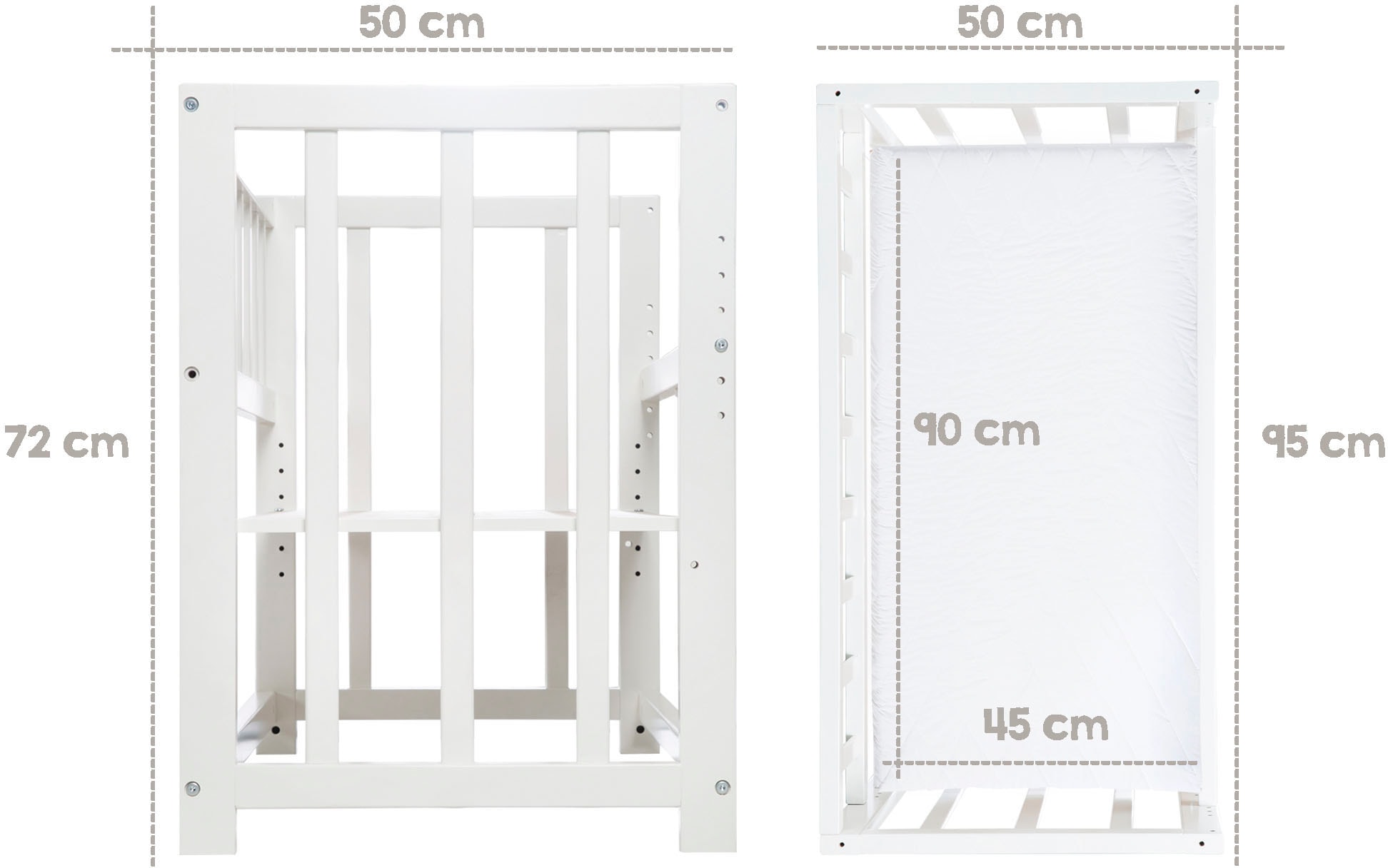 roba® Stubenbett »4 in 1, Adam und Eule, weiß«, zu Wiege, Elternbett oder Bank umbaubar