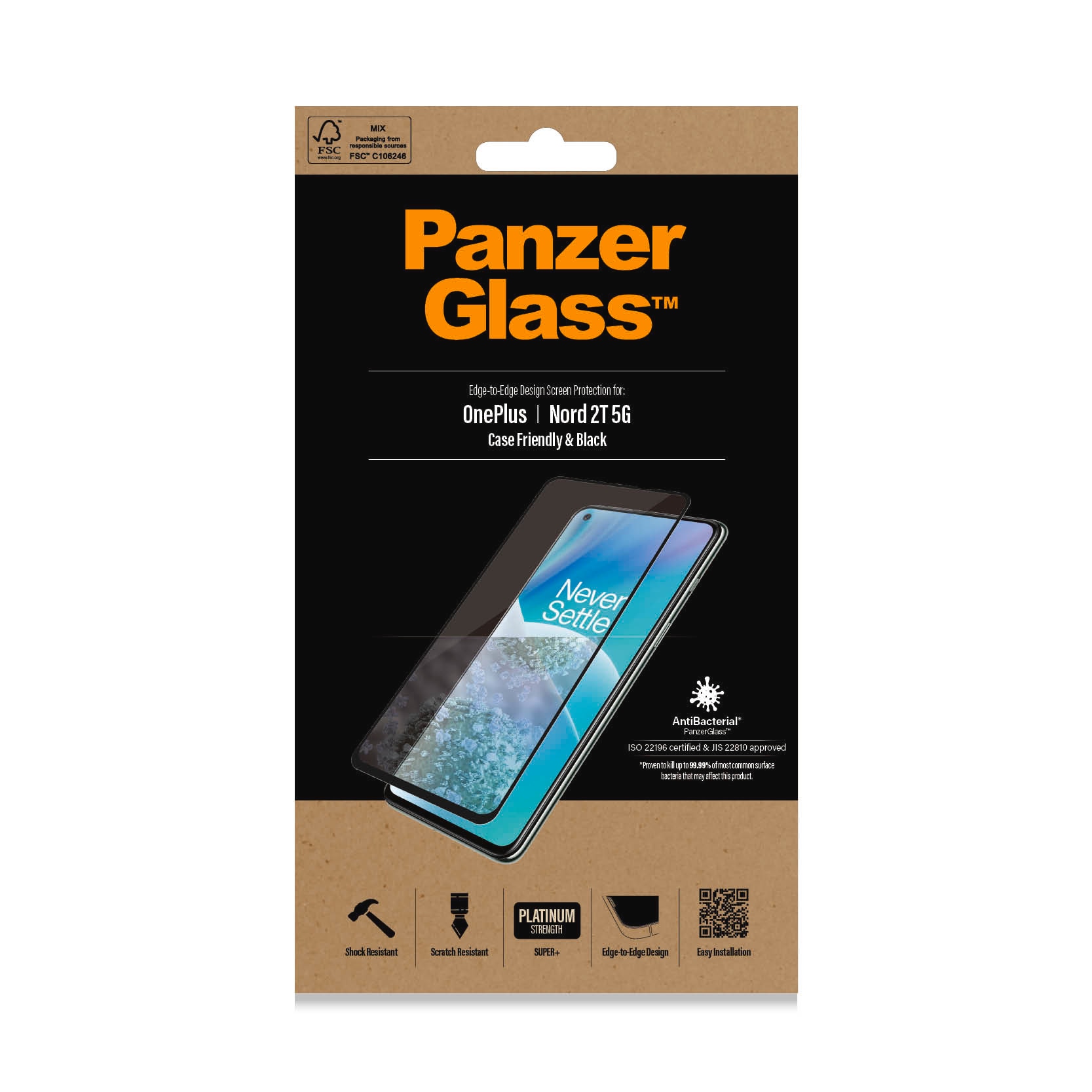 PanzerGlass Displayschutzglas »Edge-to-Edge Design Screen Protection«, für OnePlus Nord 2T 5G, Displayschutzfolie, Schutzfolie, Bildschirmschutz, kratz- & stoßfest