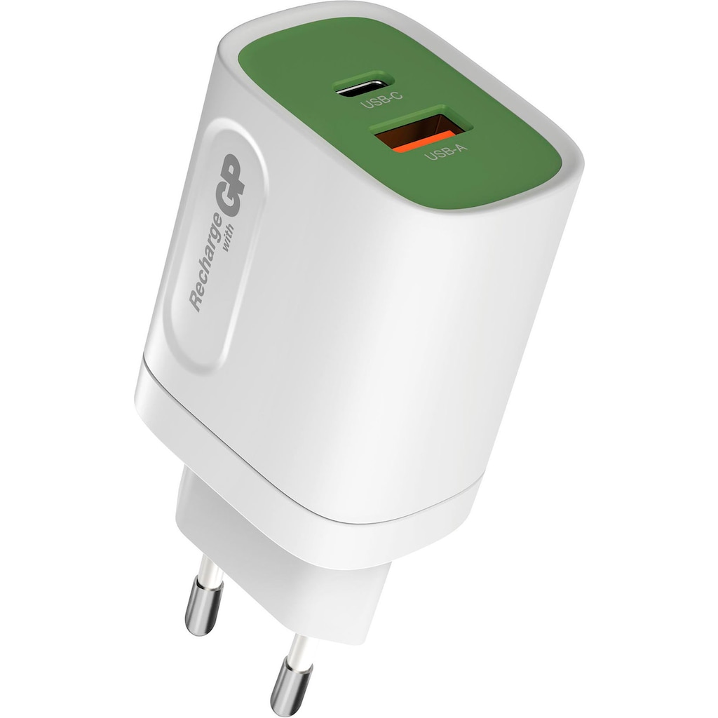 GP Batteries USB-Ladegerät »Steckerlader 20W PD 2 USB-Anschlüsse Typ A&C Inkl. int. Stecker«, ideal zum Laden von Smartphones, Tablets, Smartwaches, Kopfhörern uvm