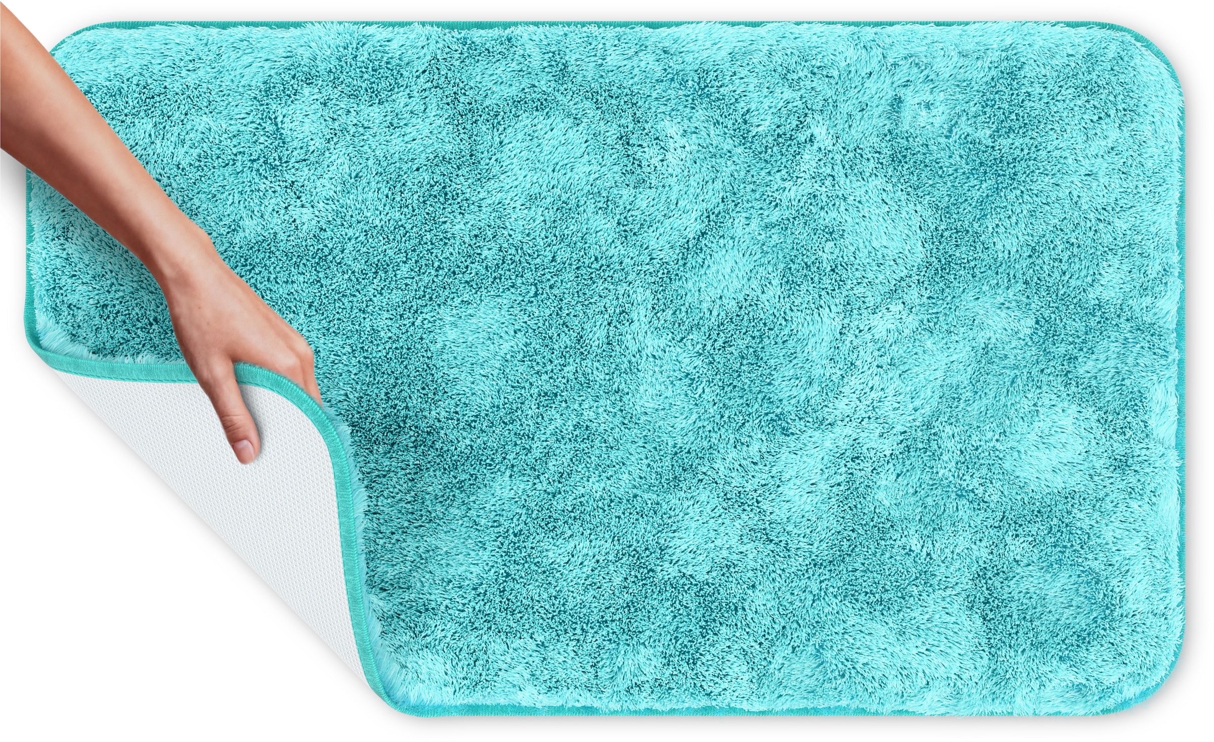 Grund Badematte »Melos, Badvorleger, Badezimmer Teppich, sehr weich« Höhe 27 mm rutschhemmend beschichtet fußbodenheizungsgeeignet melierte Optik, sehr weicher Flor, Melange-Effekt, Made in Europe