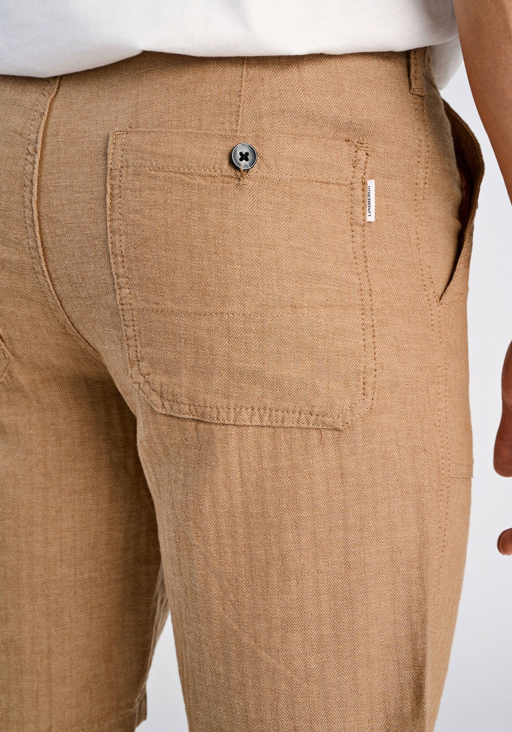 Shorts LINDBERGH "Leinenshorts Relaxed Fit", Herren, Gr. L, beige (sand), Obermaterial: 55% Baumwolle, 45% Leinen, meliert, relaxed fit, Hosen Shorts 3