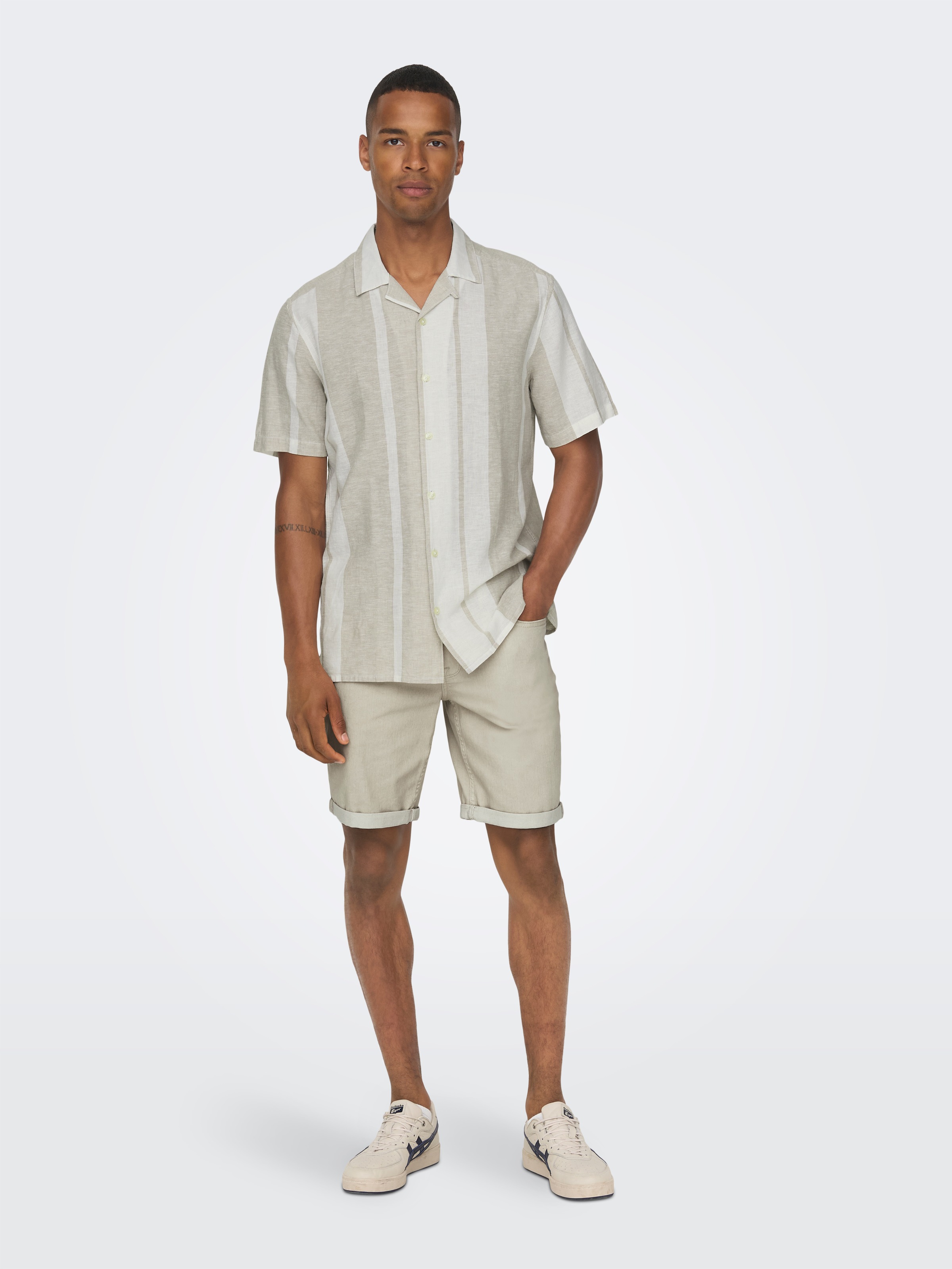 ONLY & SONS Kurzarmhemd »ONSCAIDEN SS STRIPE LINEN RESORT NOOS«