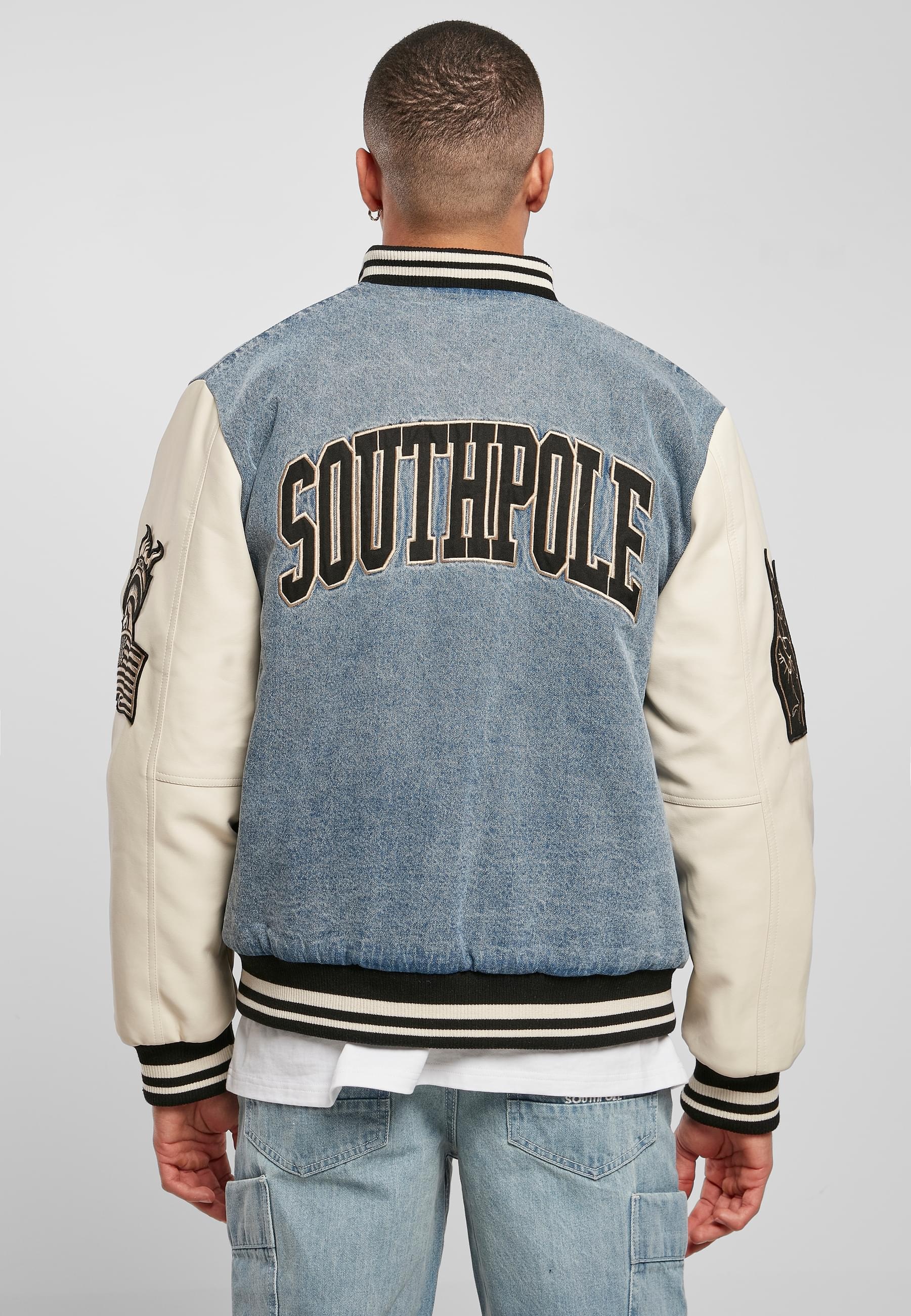 Southpole Collegejacke »Southpole Herren Southpole Denim College Jacket«, (1 St.), ohne Kapuze