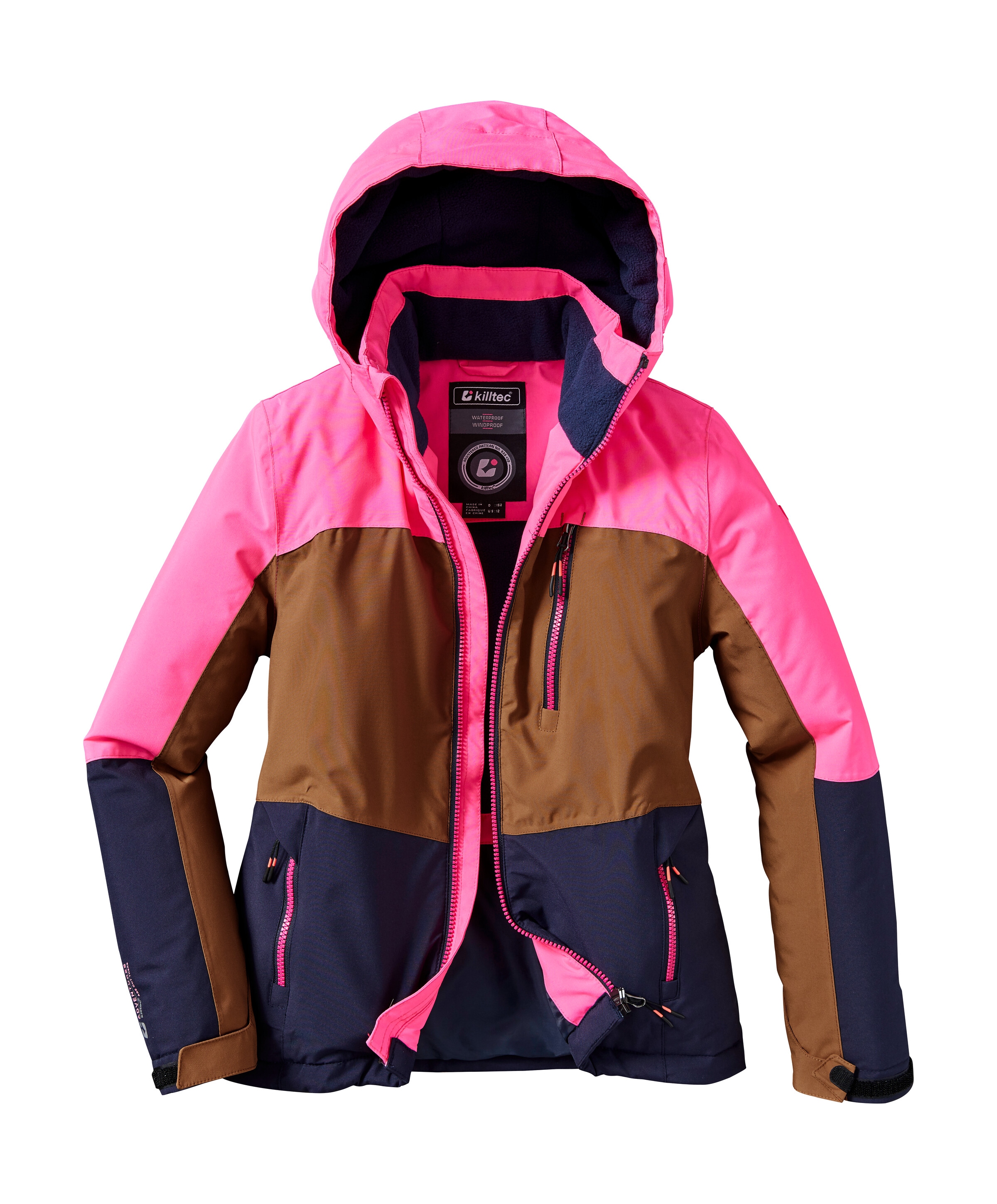 Killtec Funktionsjacke »KOW 354 GRLS JCKT«, Wasserdichte Mädchenjacke mit Kapuze, Schneefang und Colourblock-Design