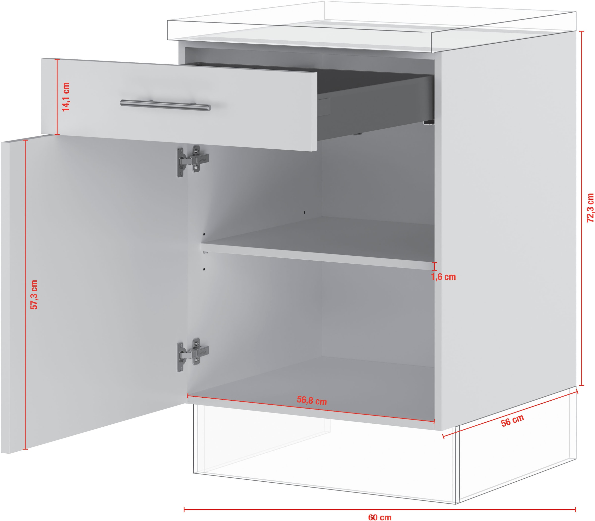 IMPULS KÜCHEN Unterschrank »"Prag und Valencia", Breite/Höhe: 60/72,3 cm«, vormontiert, mit Soft-Close