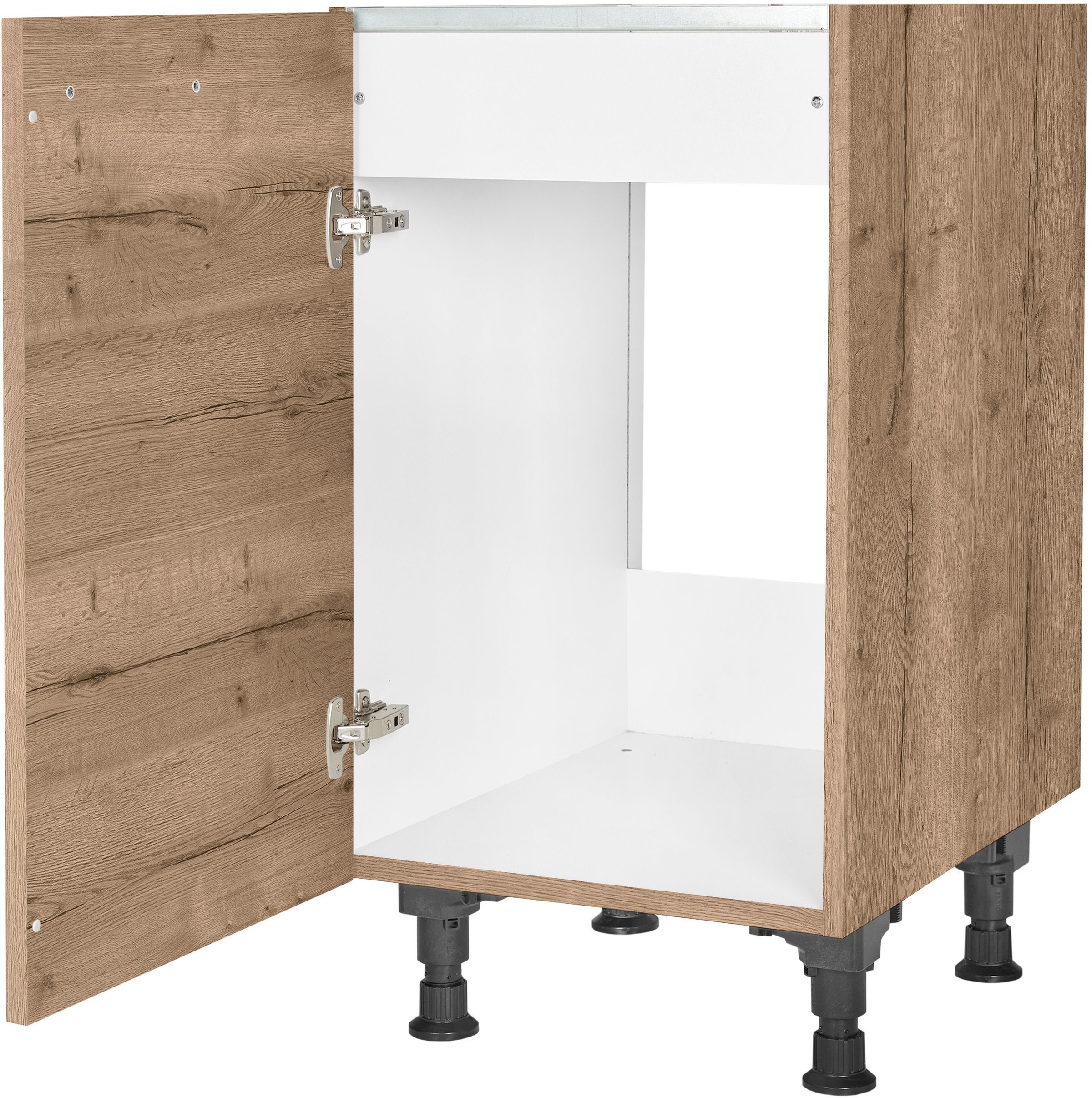 nobilia® Spülenschrank »"Structura", Ausrichtung wählbar, vormontiert, in den Breiten«, 45 und 60 cm, mit höhenverstellbaren Sockelfüßen