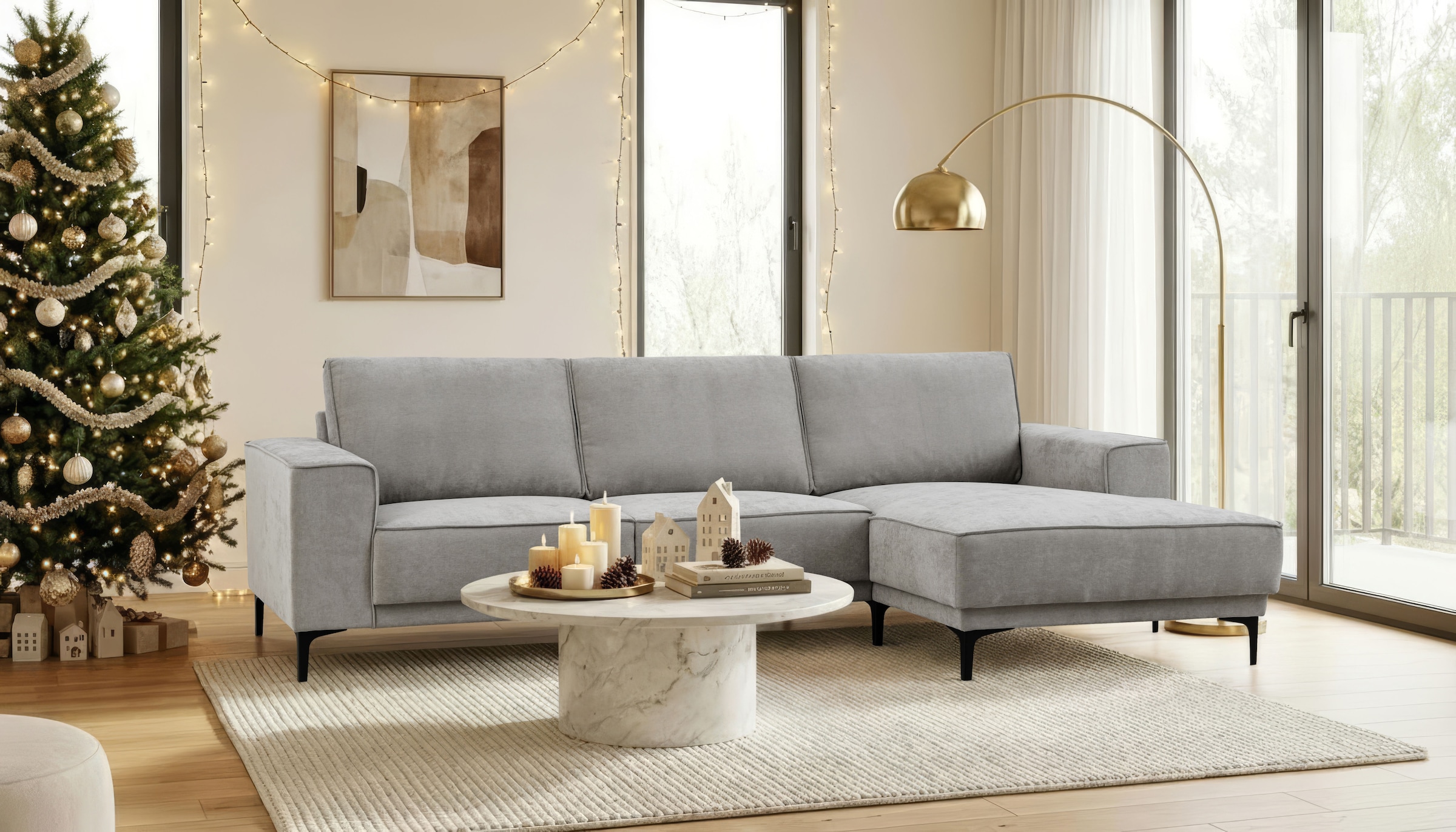 OTTO home Ecksofa "Polsterecke Oland, Struktur, Flachgewebe, Luxus-Microfas günstig online kaufen