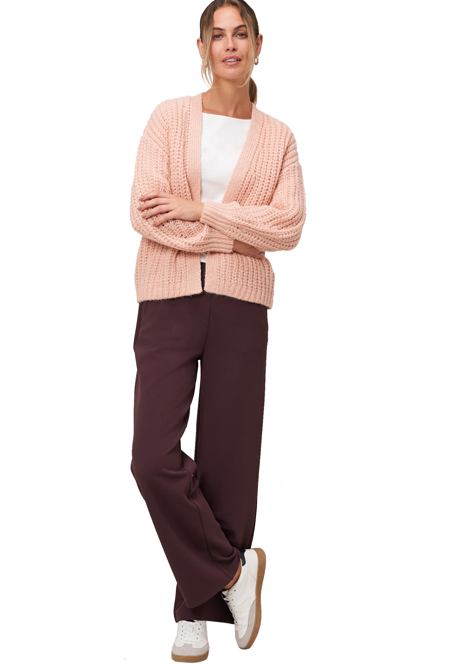 Zero Strickjacke »zero Damen Grobstrickjacke offener Style«, Plain/ohne Details