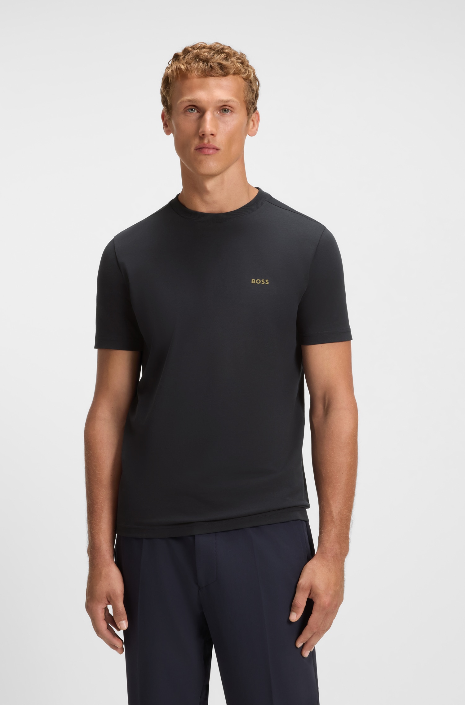 BOSS GREEN Rundhalsshirt "Tee", mit gummiertem Kontrast-Logo günstig online kaufen