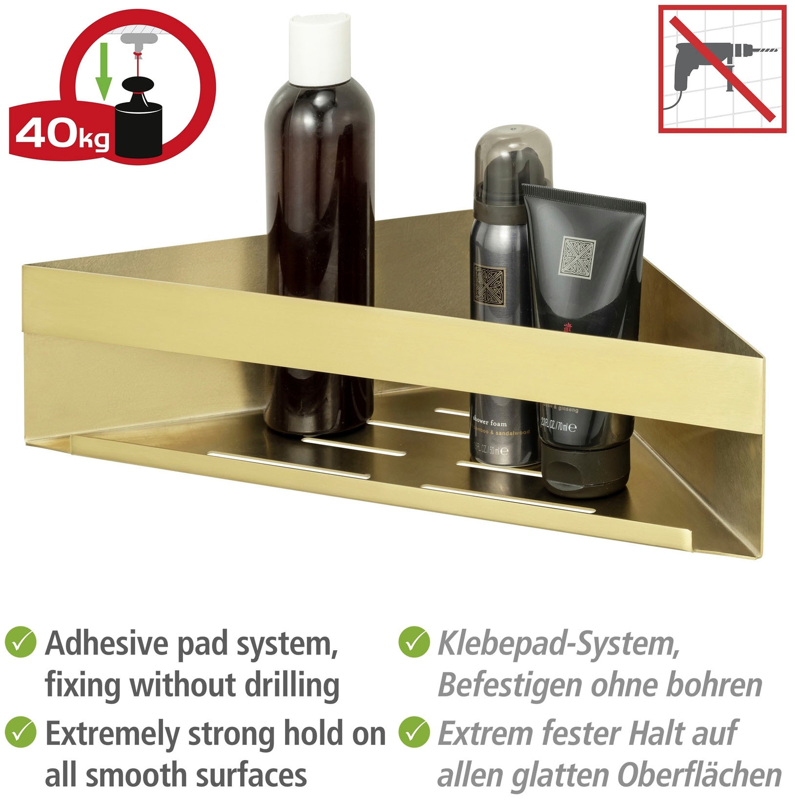 WENKO Badorganizer »Turbo-Loc® Eckablage Genova«, Befestigen ohne Bohren