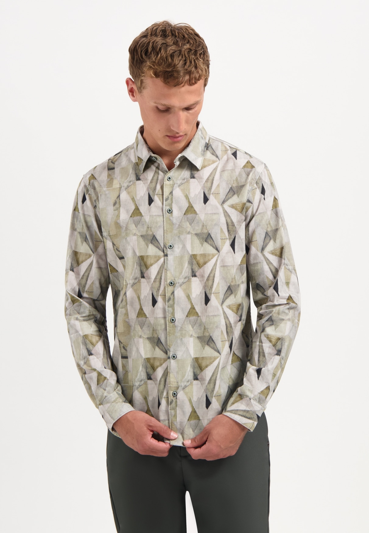 NO EXCESS Langarmhemd "No Excess Stretchhemd mit Print" günstig online kaufen