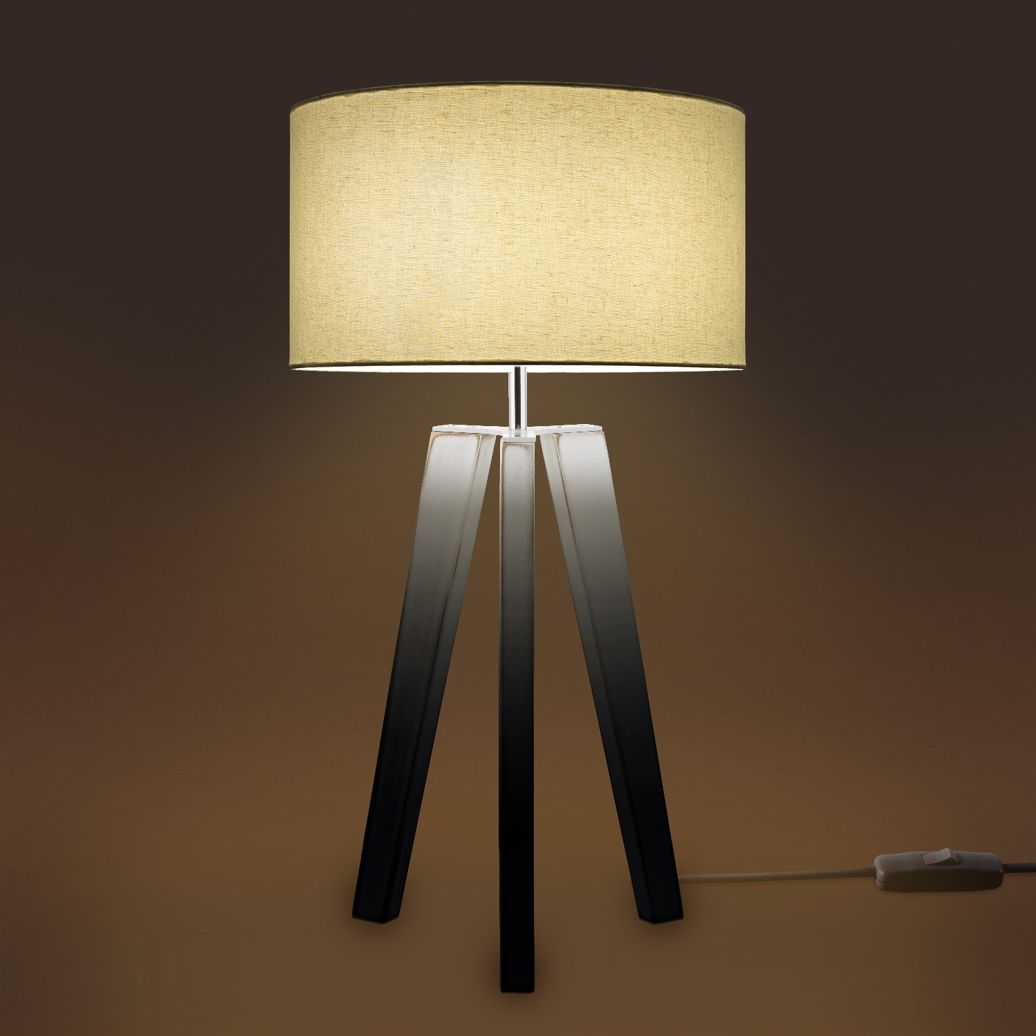 Paco Home Tischleuchte »Canvas uni Color«, 1 flammig-flammig, Stehlampe Vintage Fuß LED Lampe Wohnzimmer Skandinavischer Stil E27