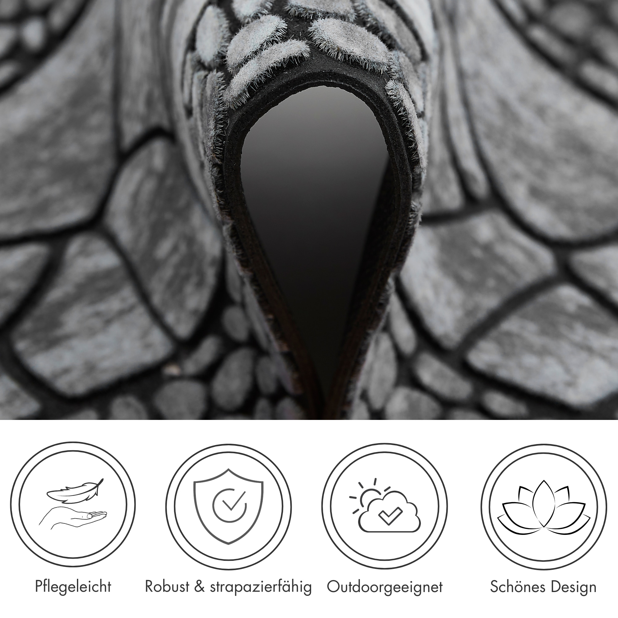 Andiamo Stufenmatte »Outdoor, 2er Set« rechteckig 6 mm Höhe Outdoor-Stufenmatten, Stein Motiv, Gartenbereich, Außenbereich