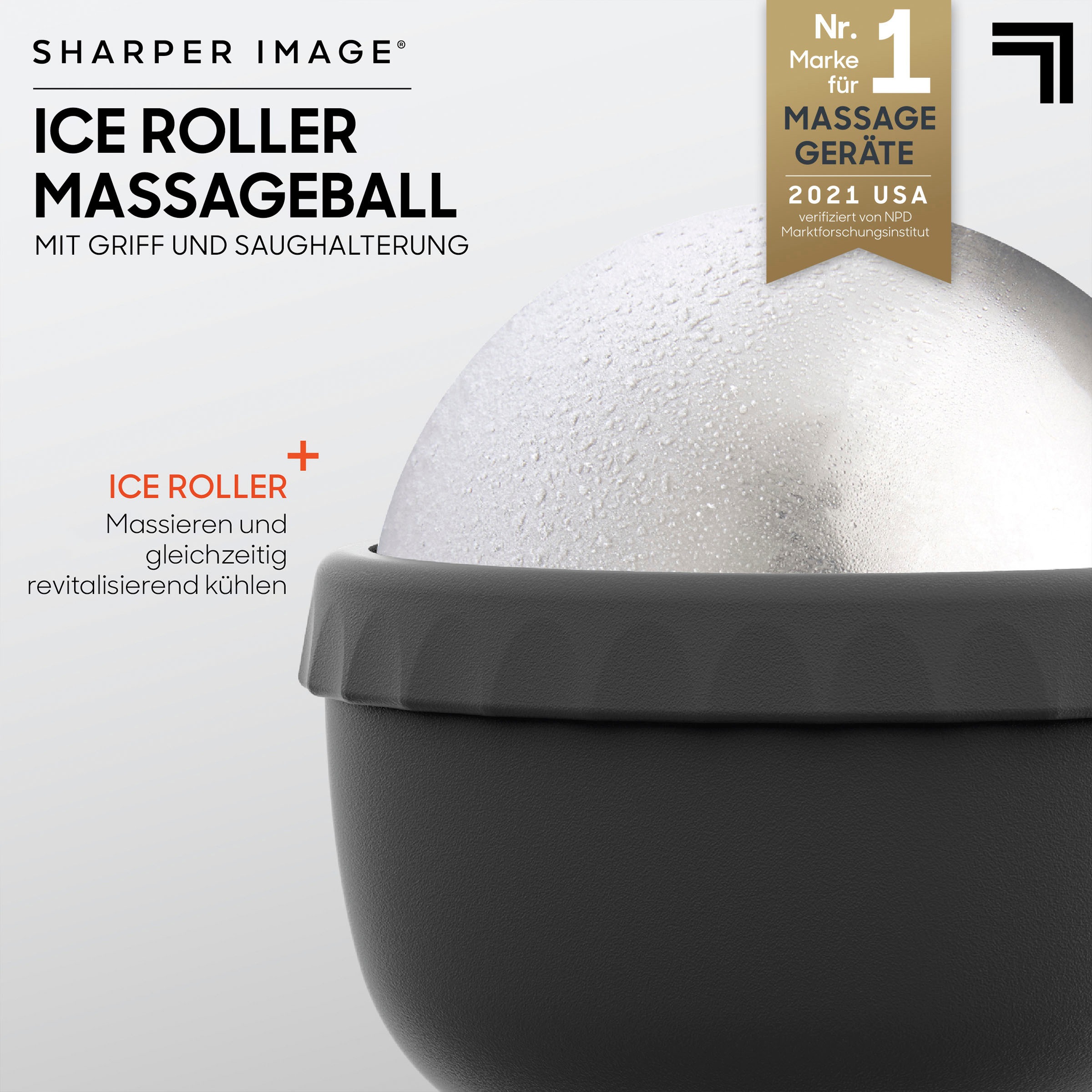 Sharper Image Massageball »Kalte Ganzkörper Fitness-Massagekugel«, mit Griff- und Saughalterung