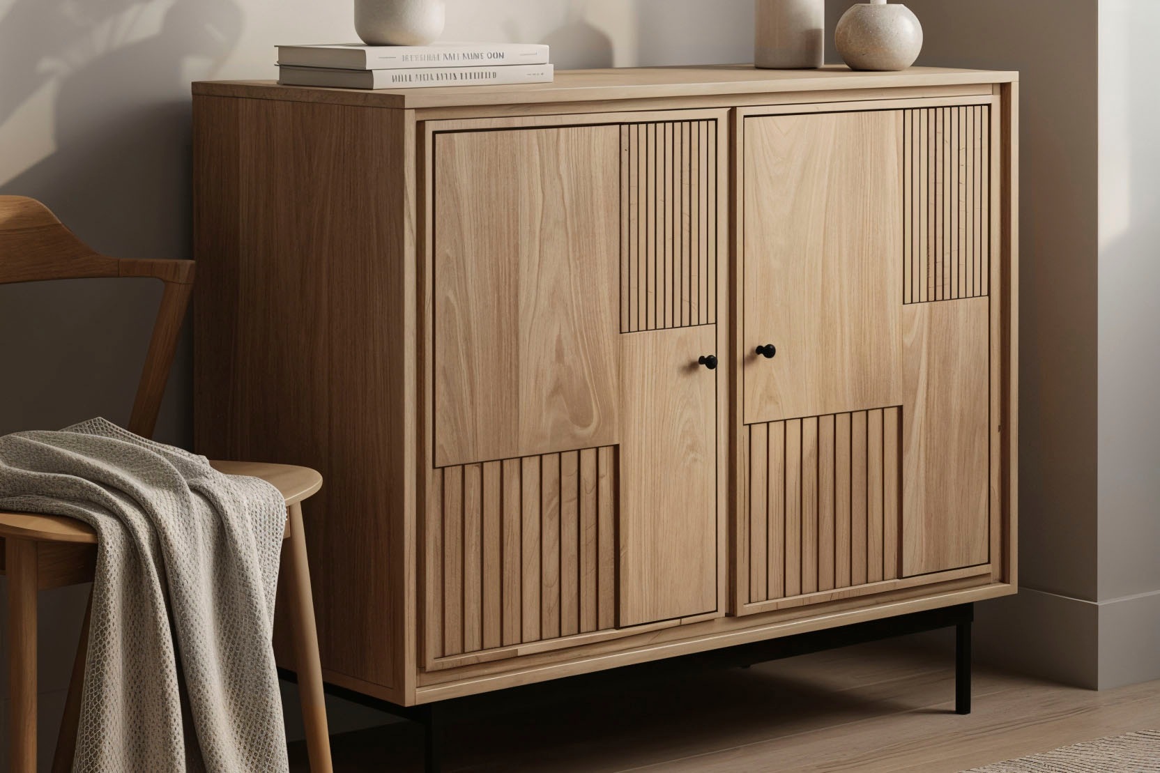 SIT Kommode 1 Stk. tlg. Lamellen-Schnitzereien auf der Front