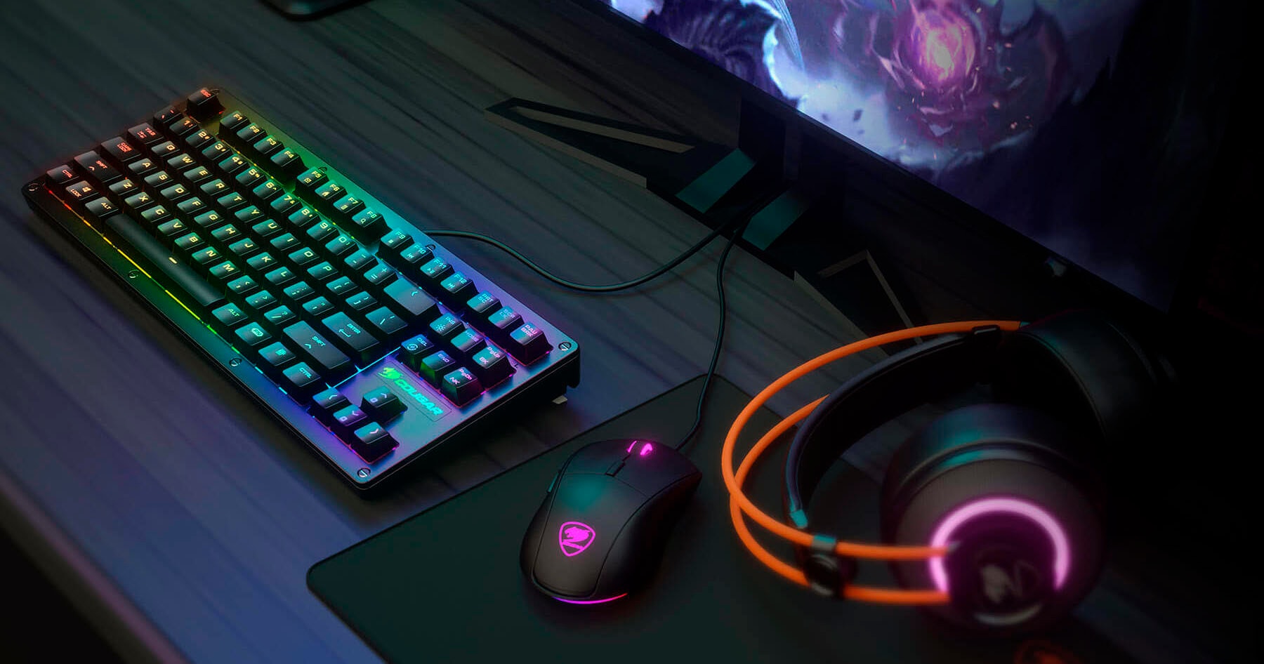 Cougar Gaming-Tastatur »Puri TKL RGB«, (Schutzhülle-Multimedia-Tasten-Funktionstasten-USB-Anschluss)