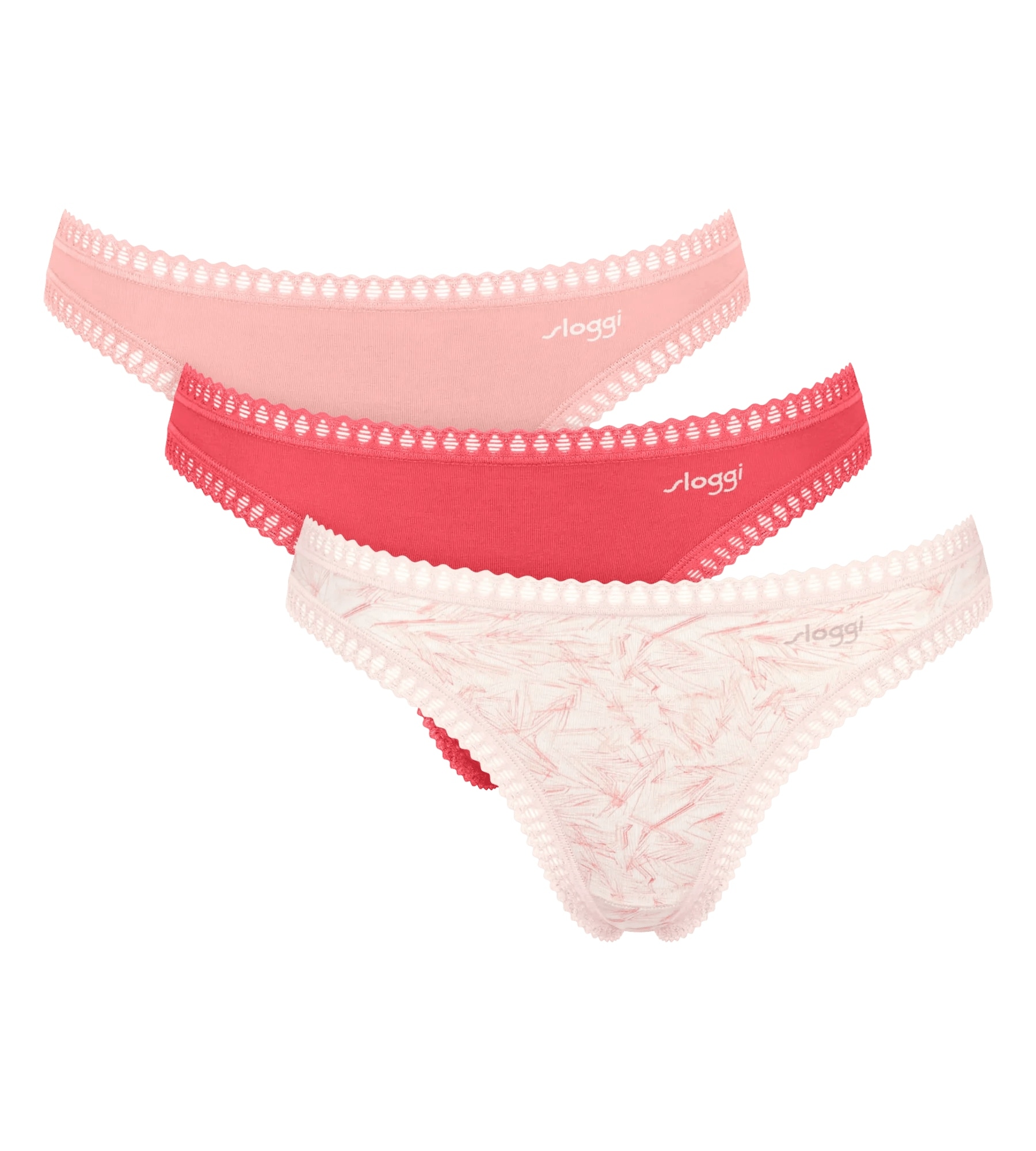 sloggi String »GO Crush« 3er Pack,  dehnbare Spitzendetails, Multipack, Cotton-Mix, bequem