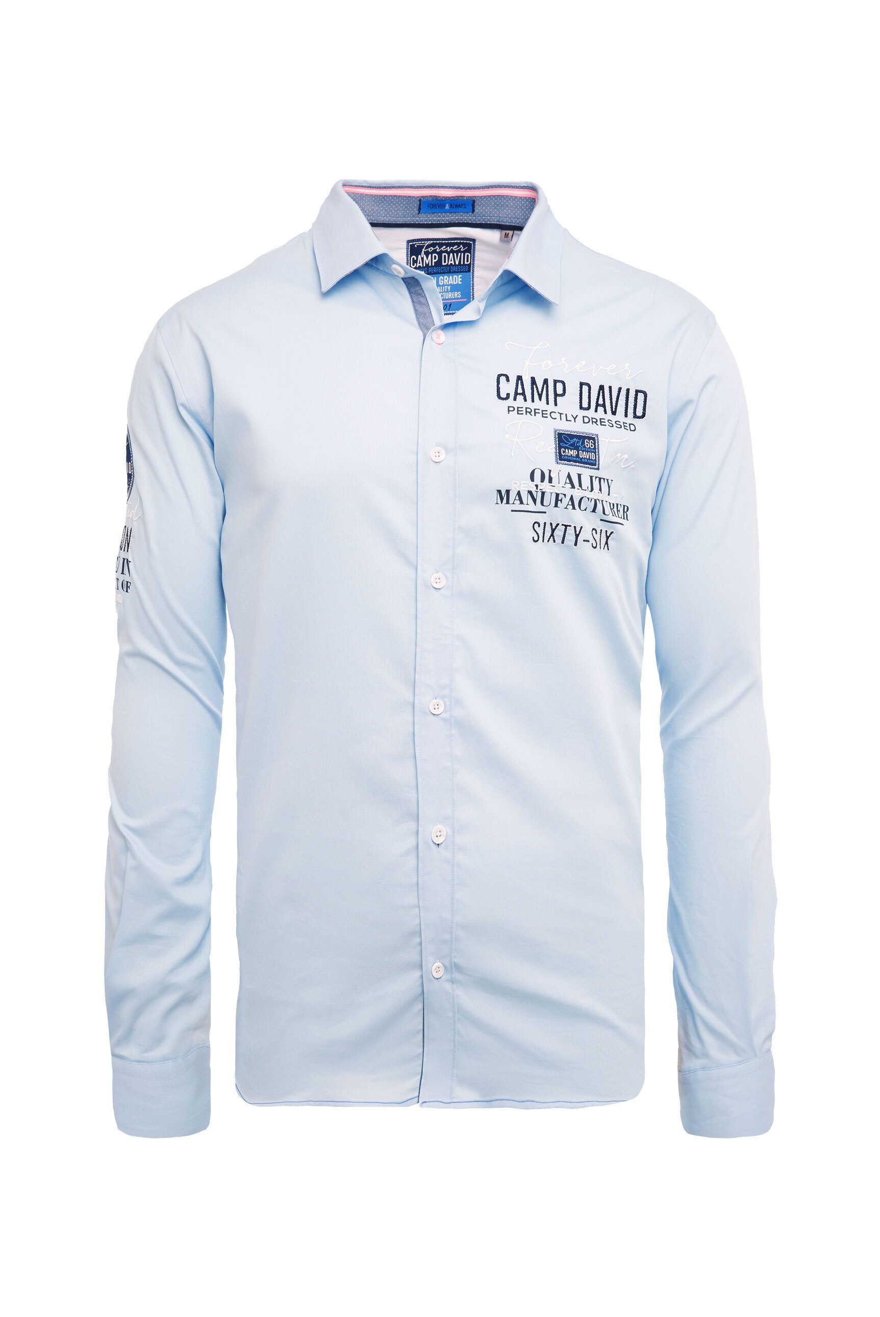 CAMP DAVID Langarmhemd, mit herausnehmbaren Kragenstäbchen