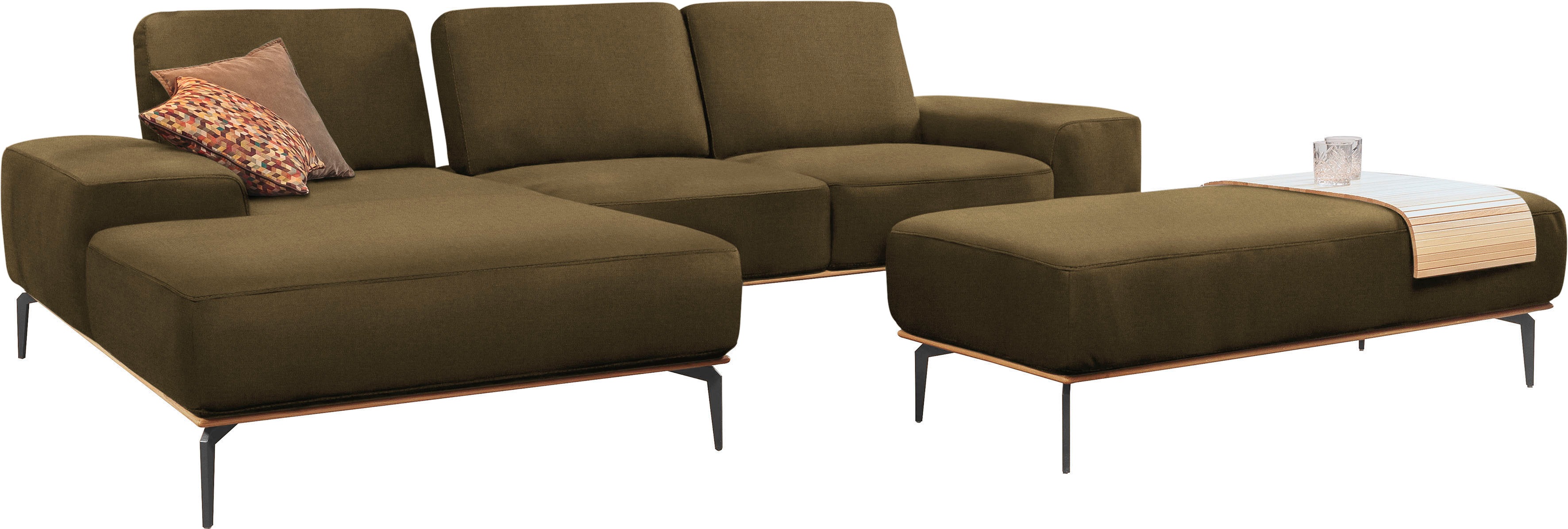 Thumbnail - W.SCHILLIG Ecksofa "run, Designsofa mit tollem Sitzkomfort, bequem, L-Form", mit Holzsockel, Füße in Schwarz pulverbesch...