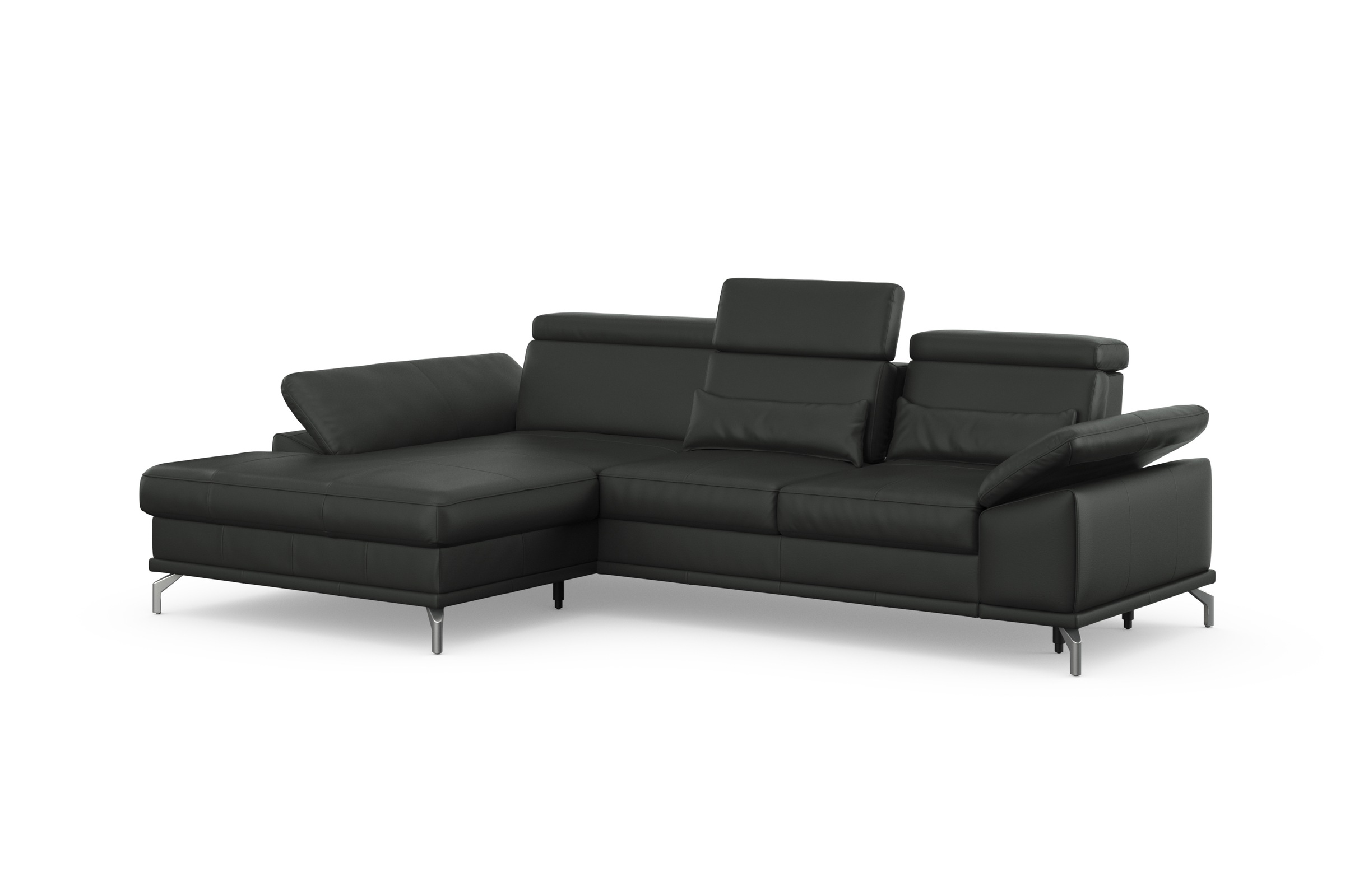 sit&more Ecksofa »Cabrio L-Form, mit Sitztiefenverstellung, Arm- und Kopfteilverstellung«, 2 Nierenkissen, Federkern, optional Bettfunktion und Stauraum