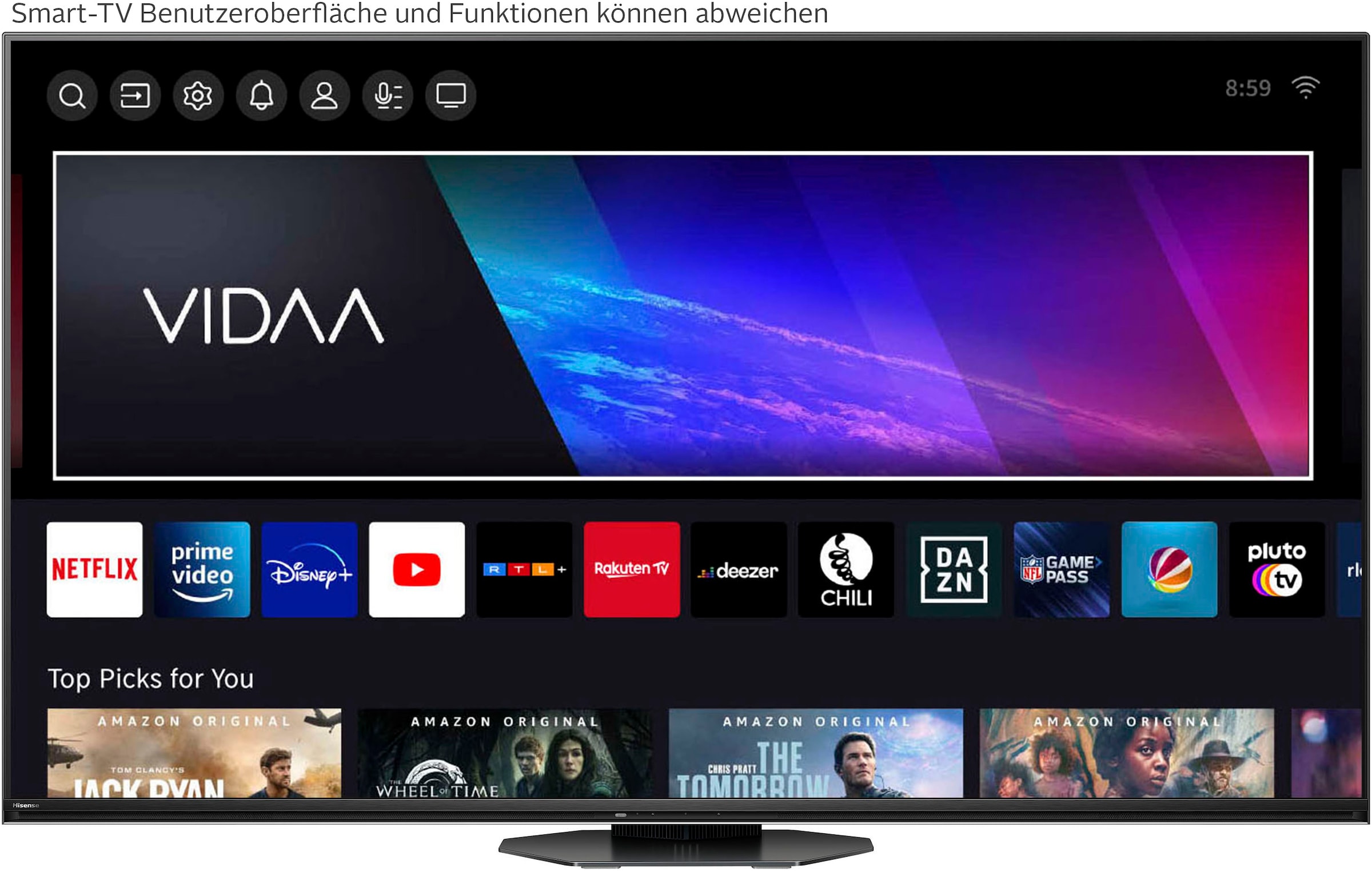 Hisense Mini-LED-Fernseher »65U8NQ«, 4K Ultra HD, Smart-TV, 4KUHD, ULED, Mini LED