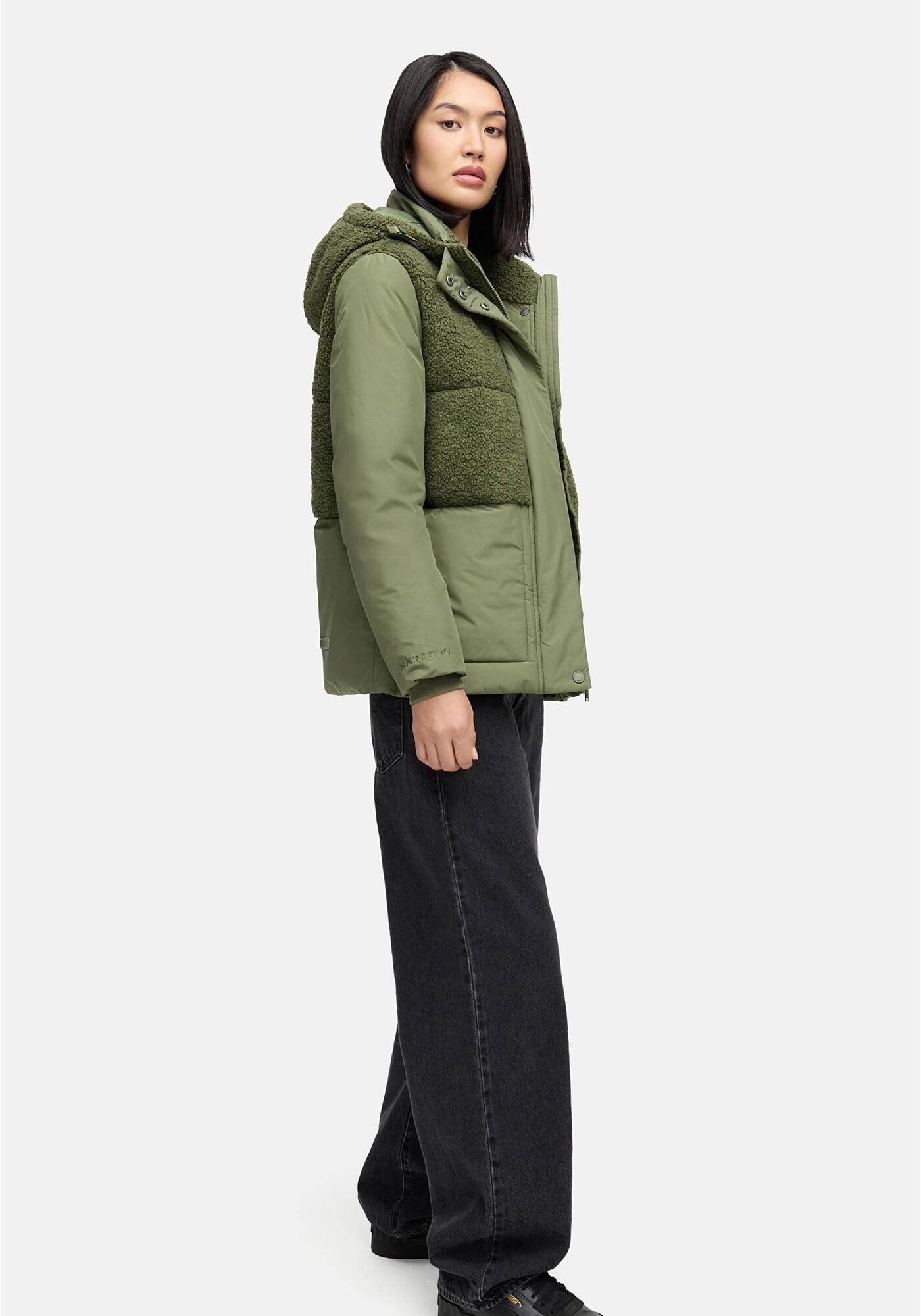 Marikoo Winterjacke »Sheeta«, Kombination aus Teddyfleece und glattem Material