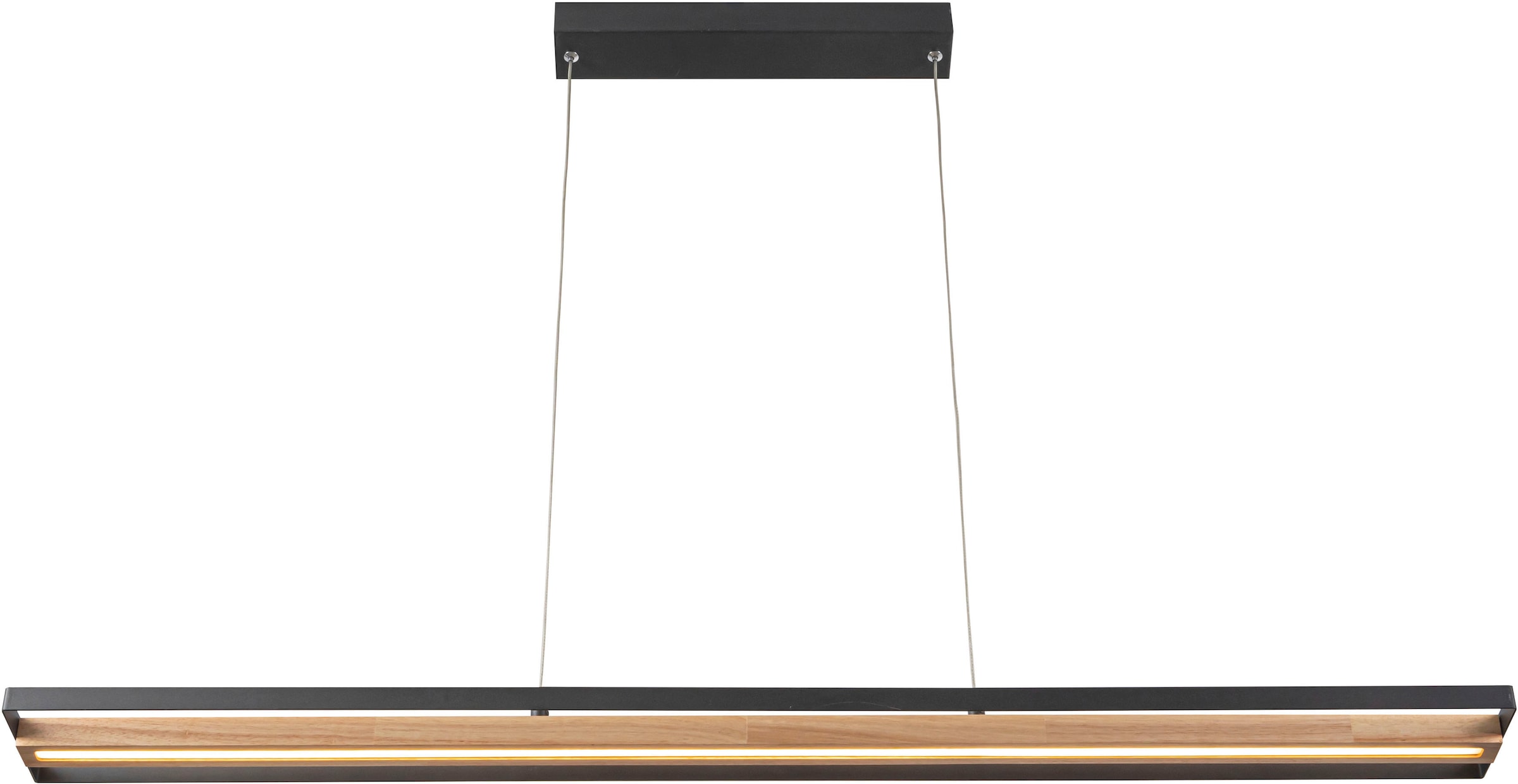 Home affaire LED Pendelleuchte »Percht«, 1 flammig, Leuchtmittel LED-Board | LED fest integriert, in der Höhe anpassbar, Warmweiß, Metallrahmen schwarz, Holz