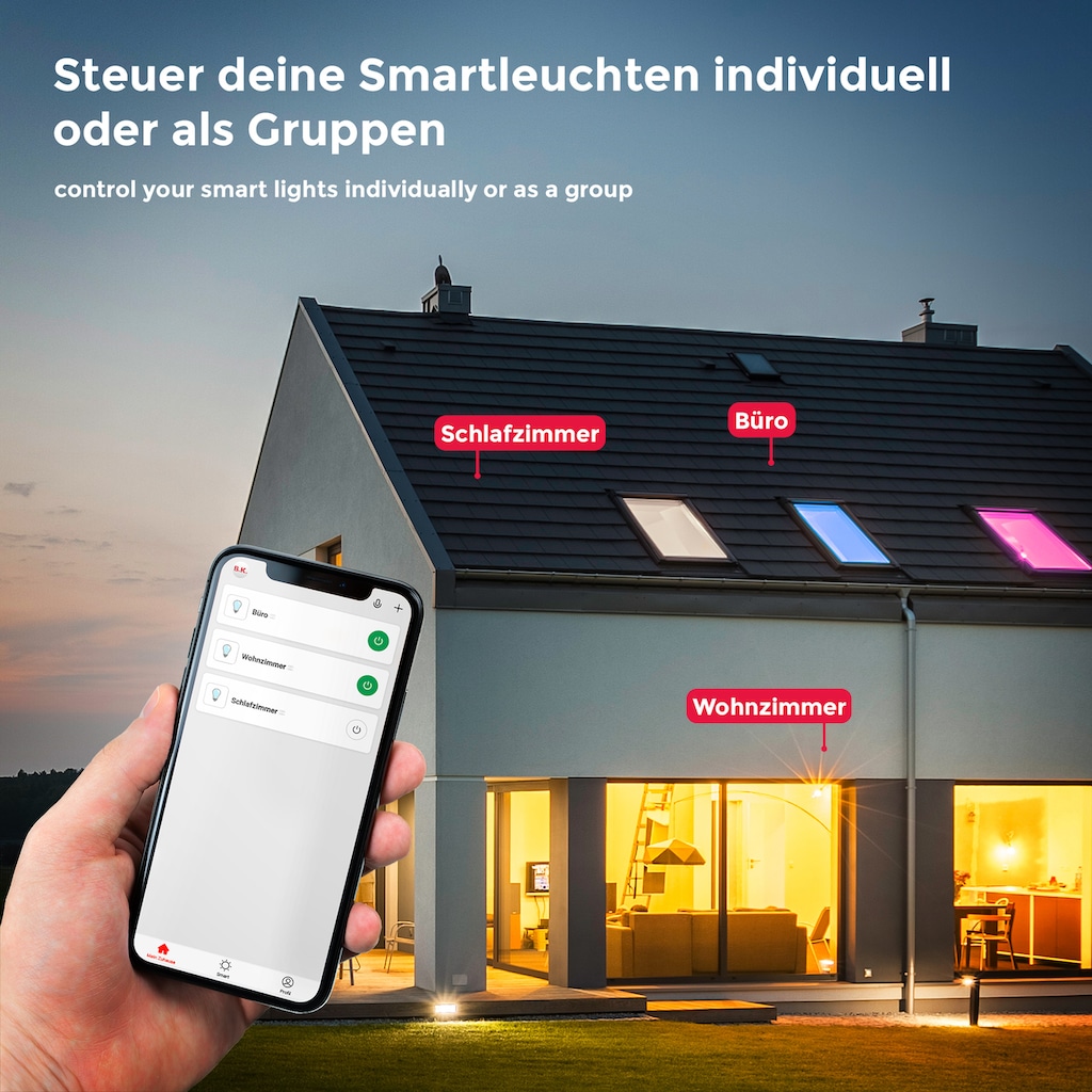 B.K.Licht LED Deckenleuchte »WiFi RGB-CCT Deckenlampe, APP-Steuerung, iOS+Andorid«, 1 flammig-flammig