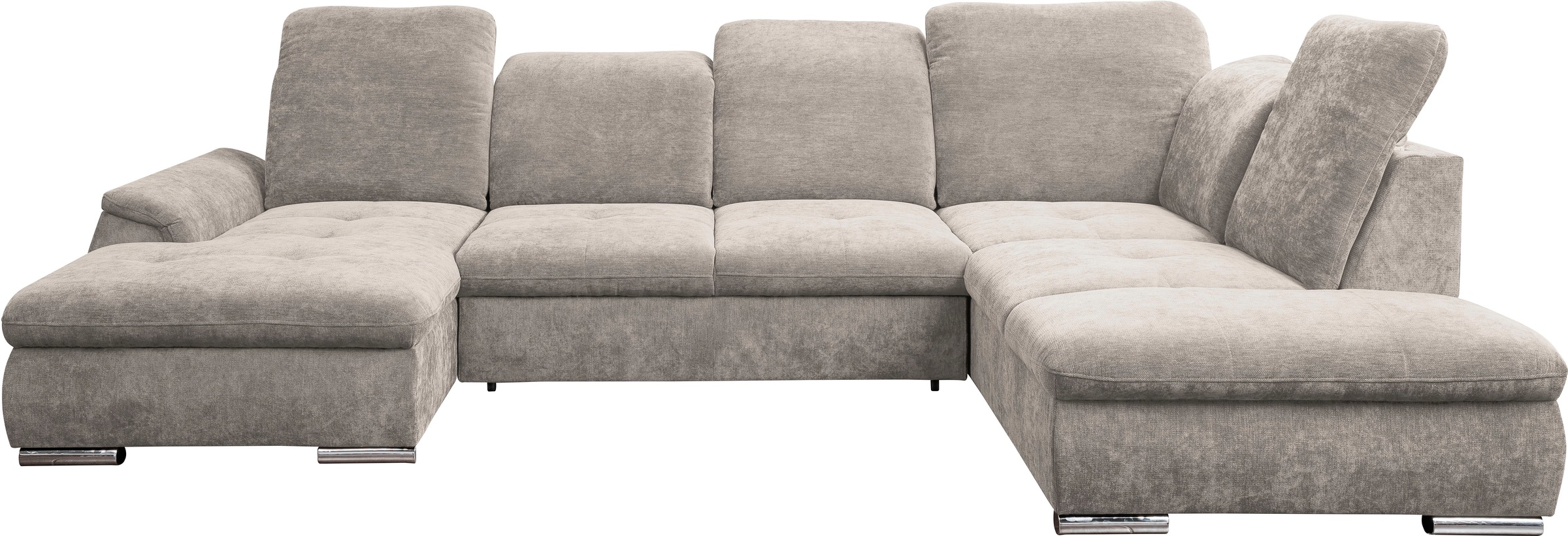 Wohnlandschaft WERK2, B:356cm H:105cm T:237cmnatur, 100% Polyester, Sofas, "Pula", verstellbare Kopfteile, mit Schlaffunktion und Bettkasten