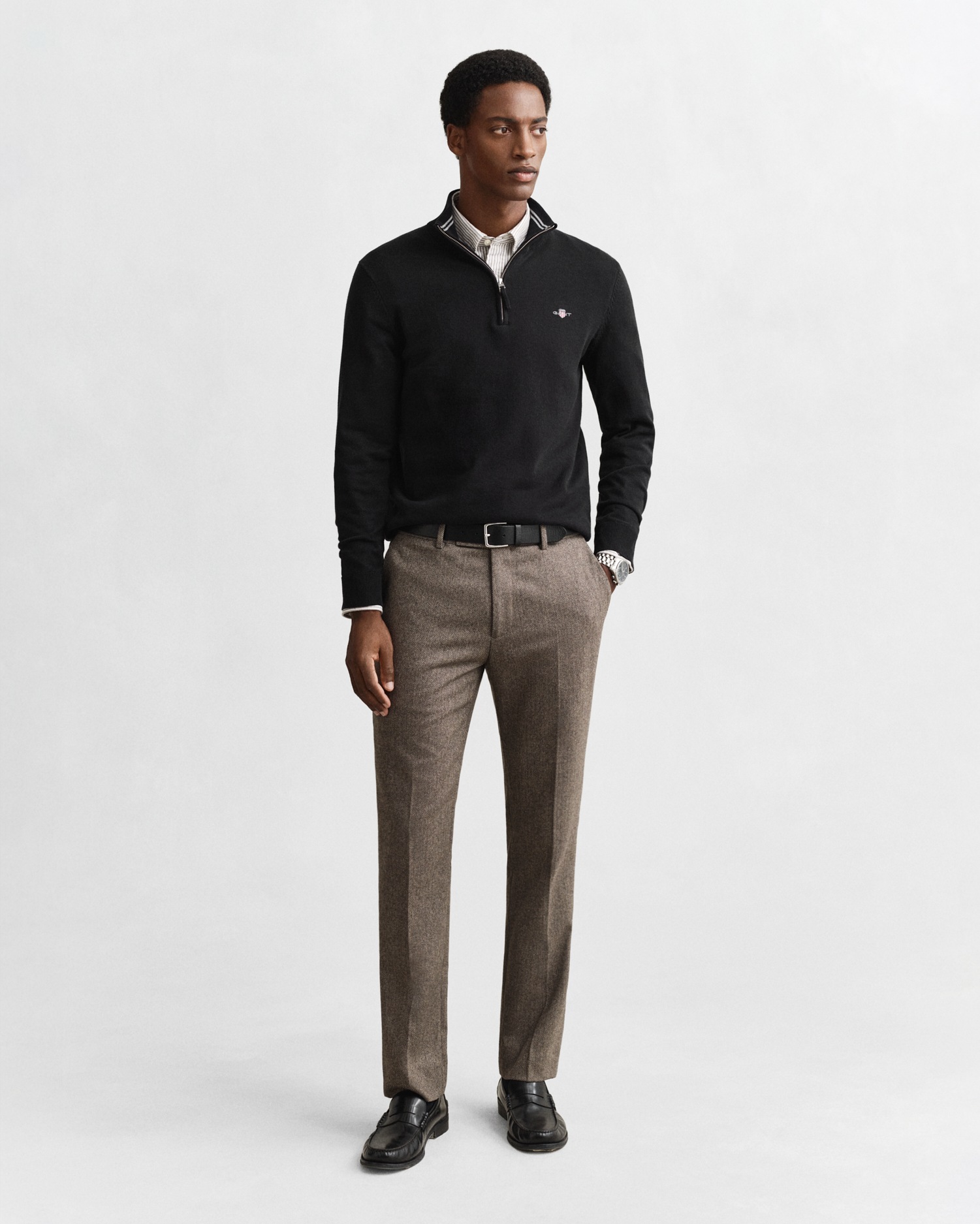 Gant Troyer »CLASSIC COTTON HALF ZIP«, mit gerippten Details