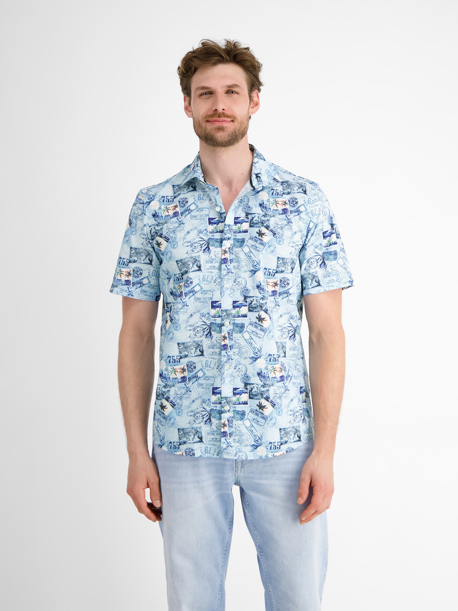 LERROS Kurzarmhemd "Herren Halbarmhemd mit grafischem Druck" günstig online kaufen