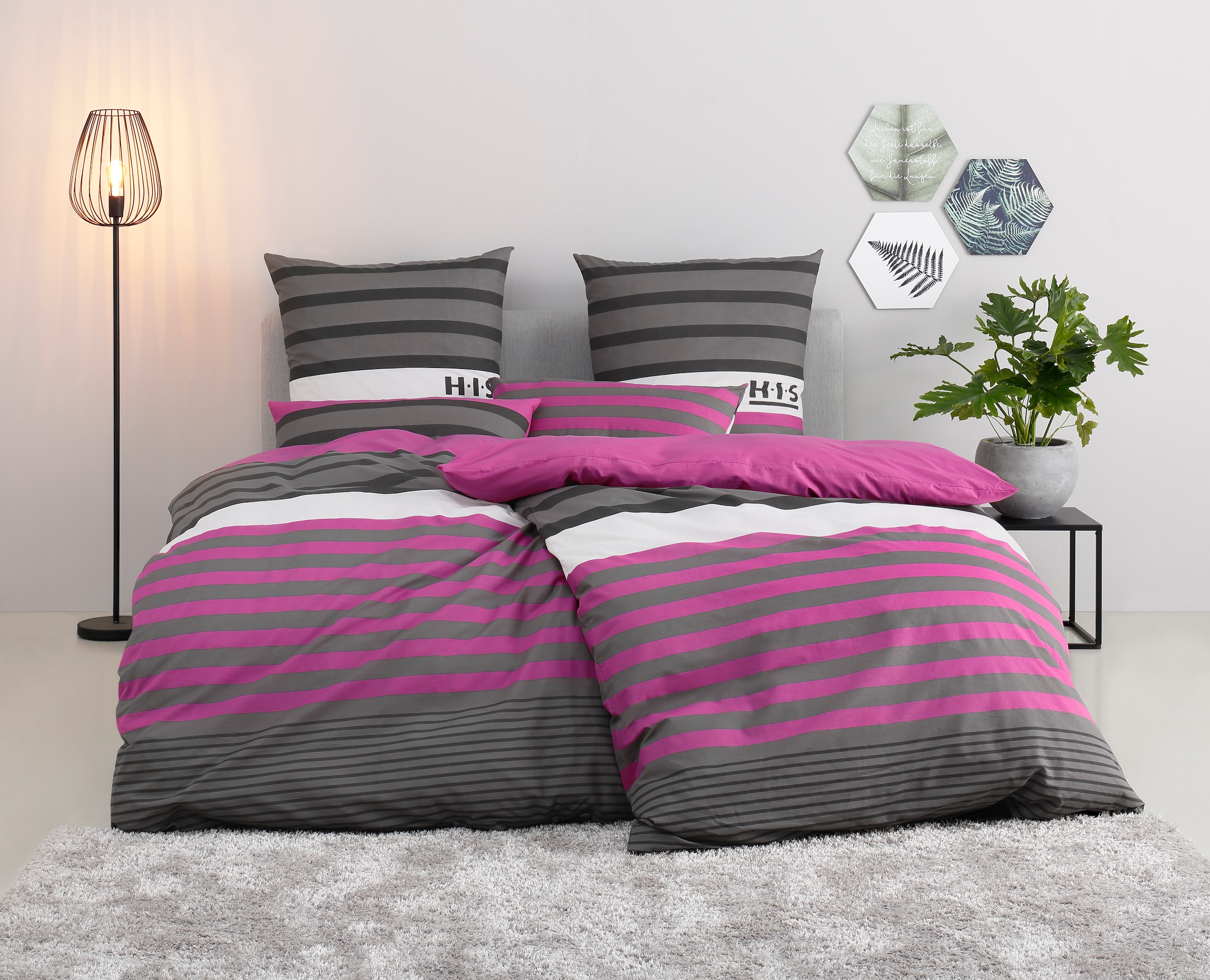 H.I.S Bettwäsche "Majoran" 2 gestreifte Bettwäsche in verschiedenen Qualitä günstig online kaufen