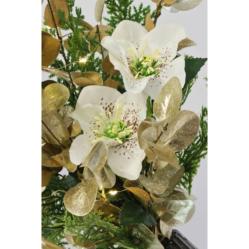 I.GE.A. Winterliche Kunstpflanze »mit Amaryllis in Vase aus Keramik, Blumen-Arrangement, LED-Beleuchtung«