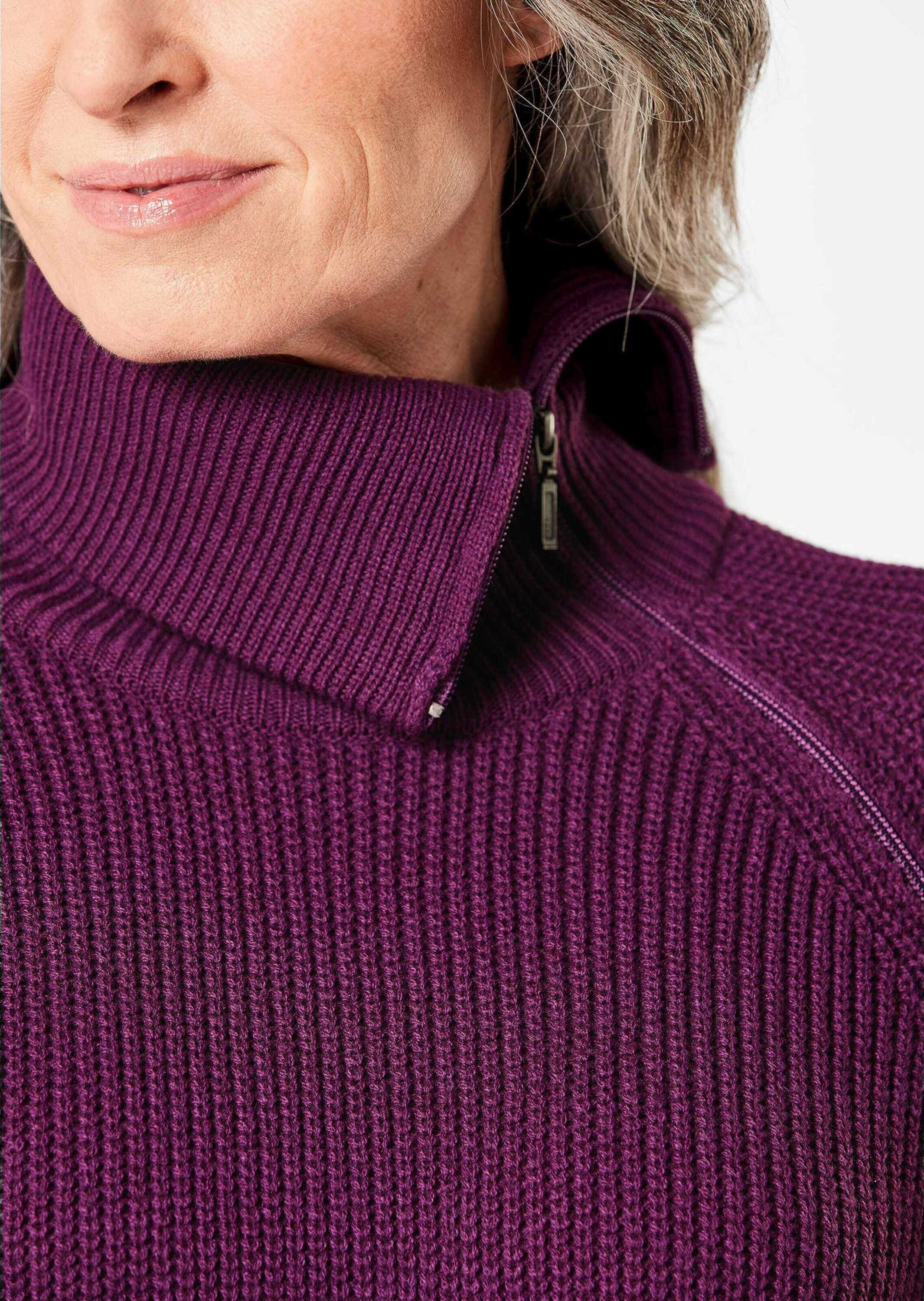 GOLDNER Strickkleid »Strickkleid Strickkleid mit raffiniertem asymmetrischem Kragen«