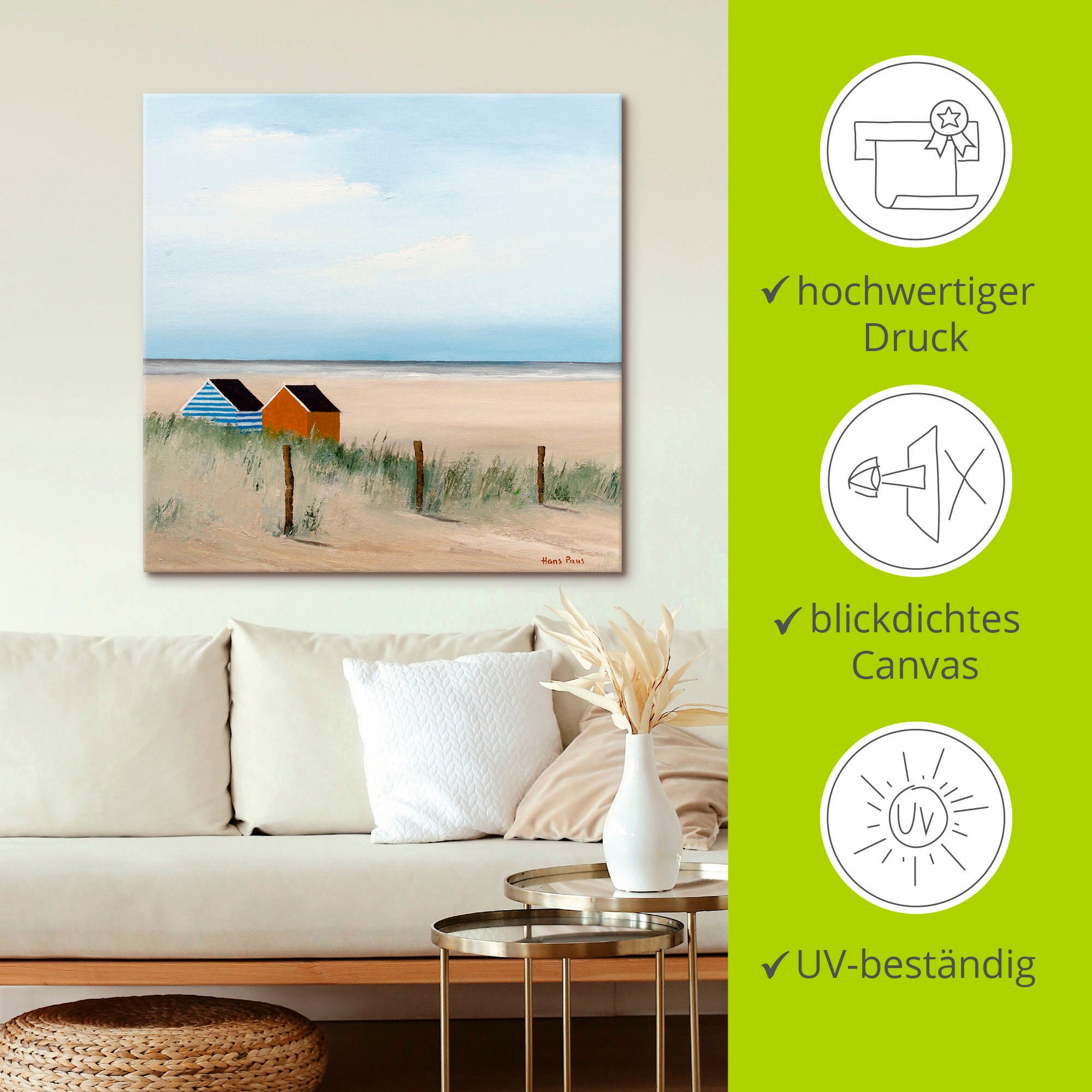 Artland Wandbild »Sonniger Morgen V«, Strand, (1 St.), als Leinwandbild, Poster in verschied. Größen